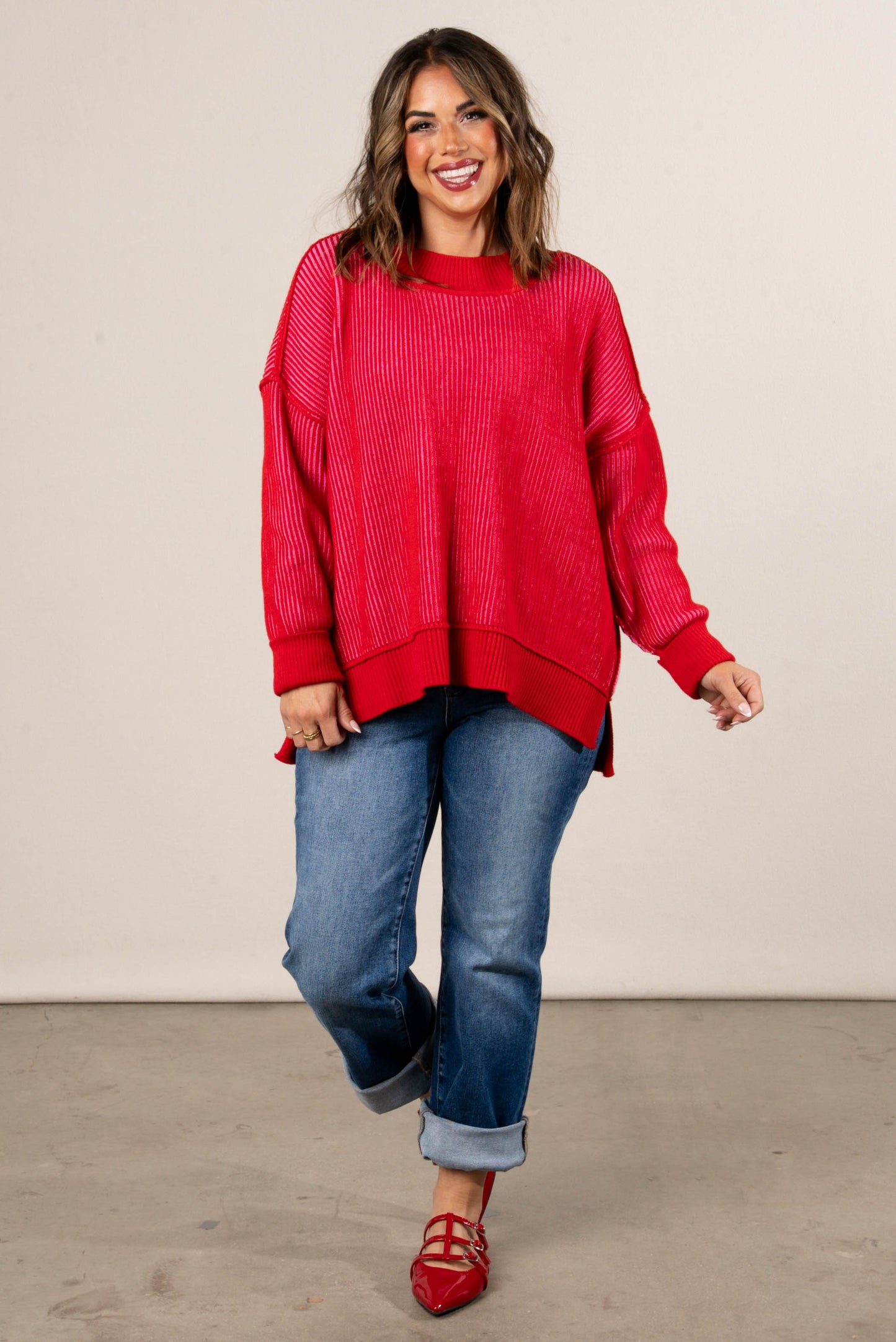 Serenade Two-Tone Rib Knit Sweater