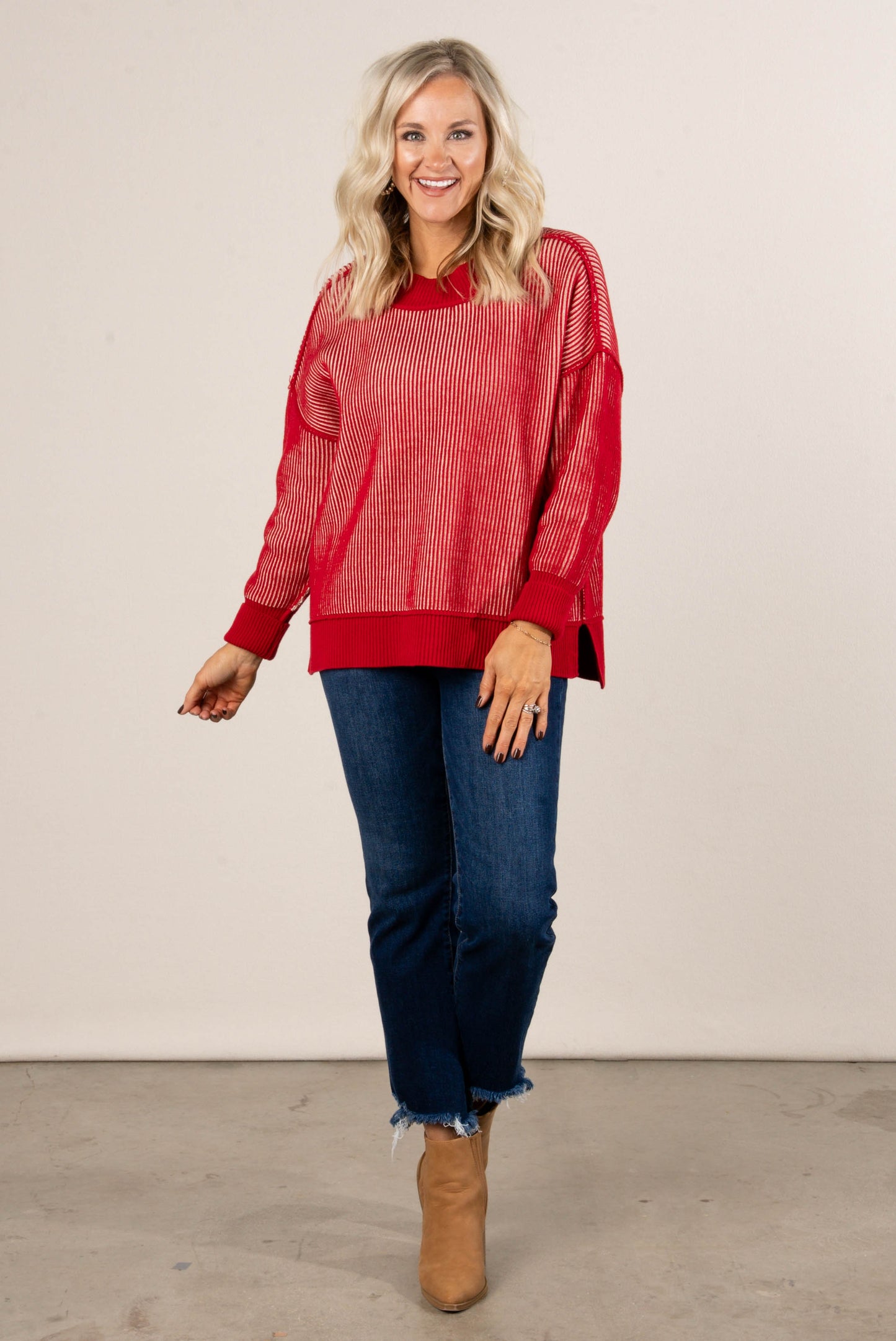 Serenade Two-Tone Rib Knit Sweater