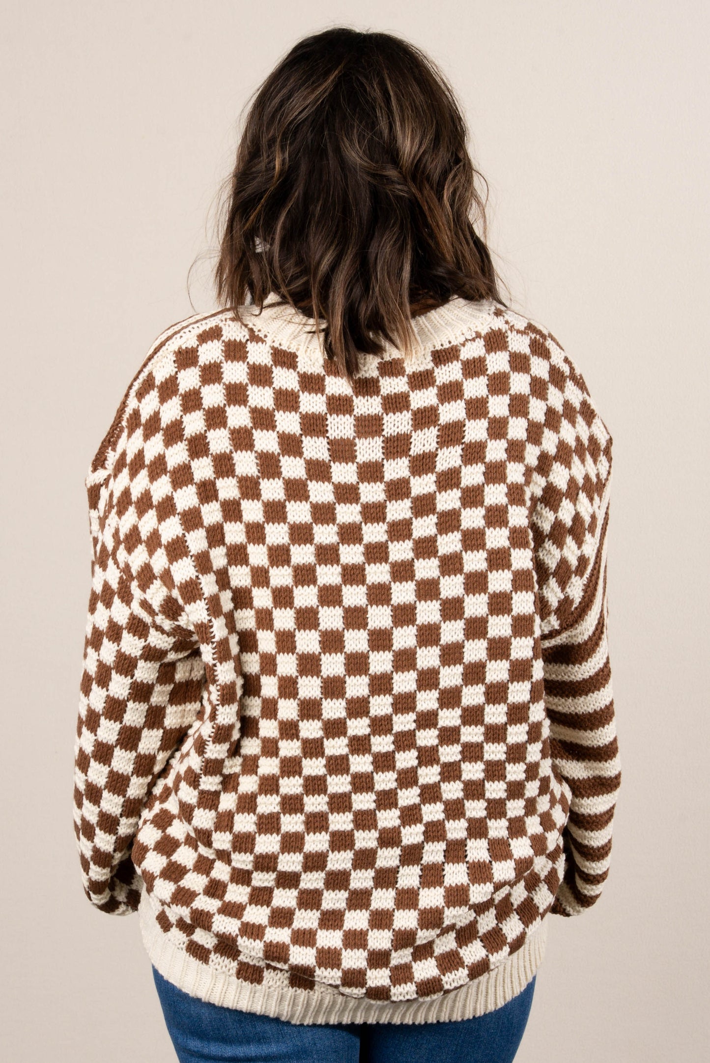 Tawny Mixed Pattern Drop Shoulder Sweater