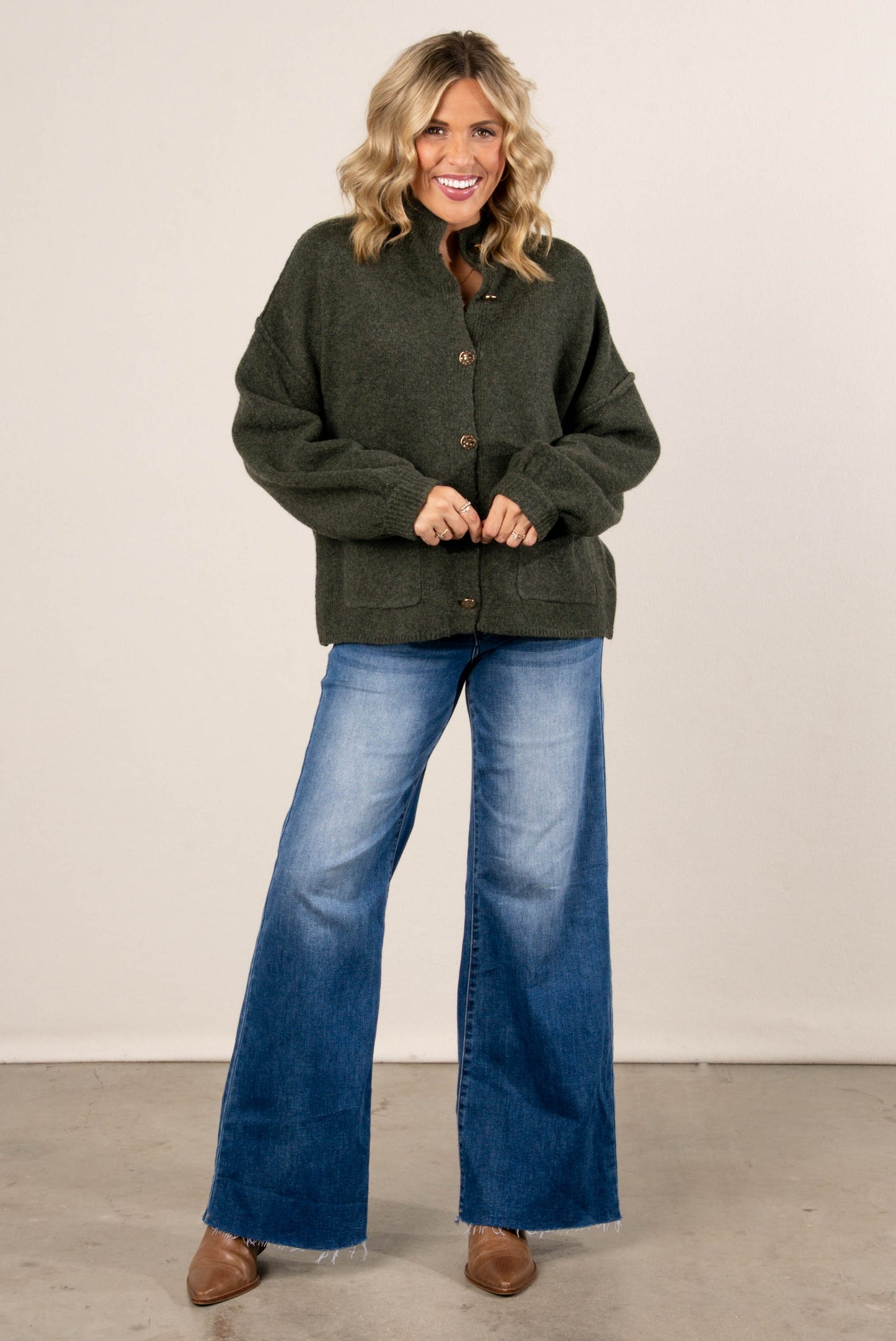 Gilded Grace Gold Button Sweater Cardigan