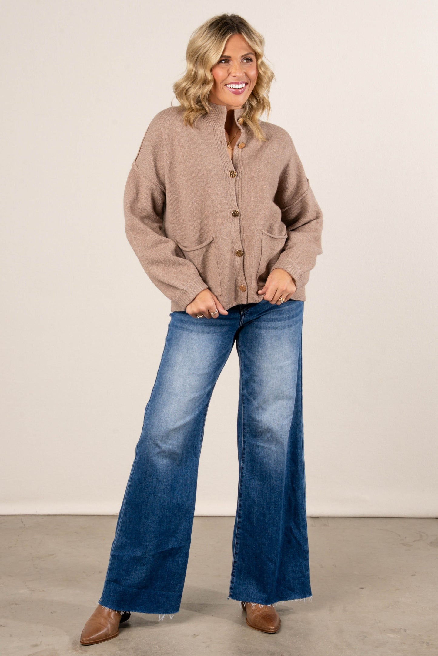 Gilded Grace Gold Button Sweater Cardigan