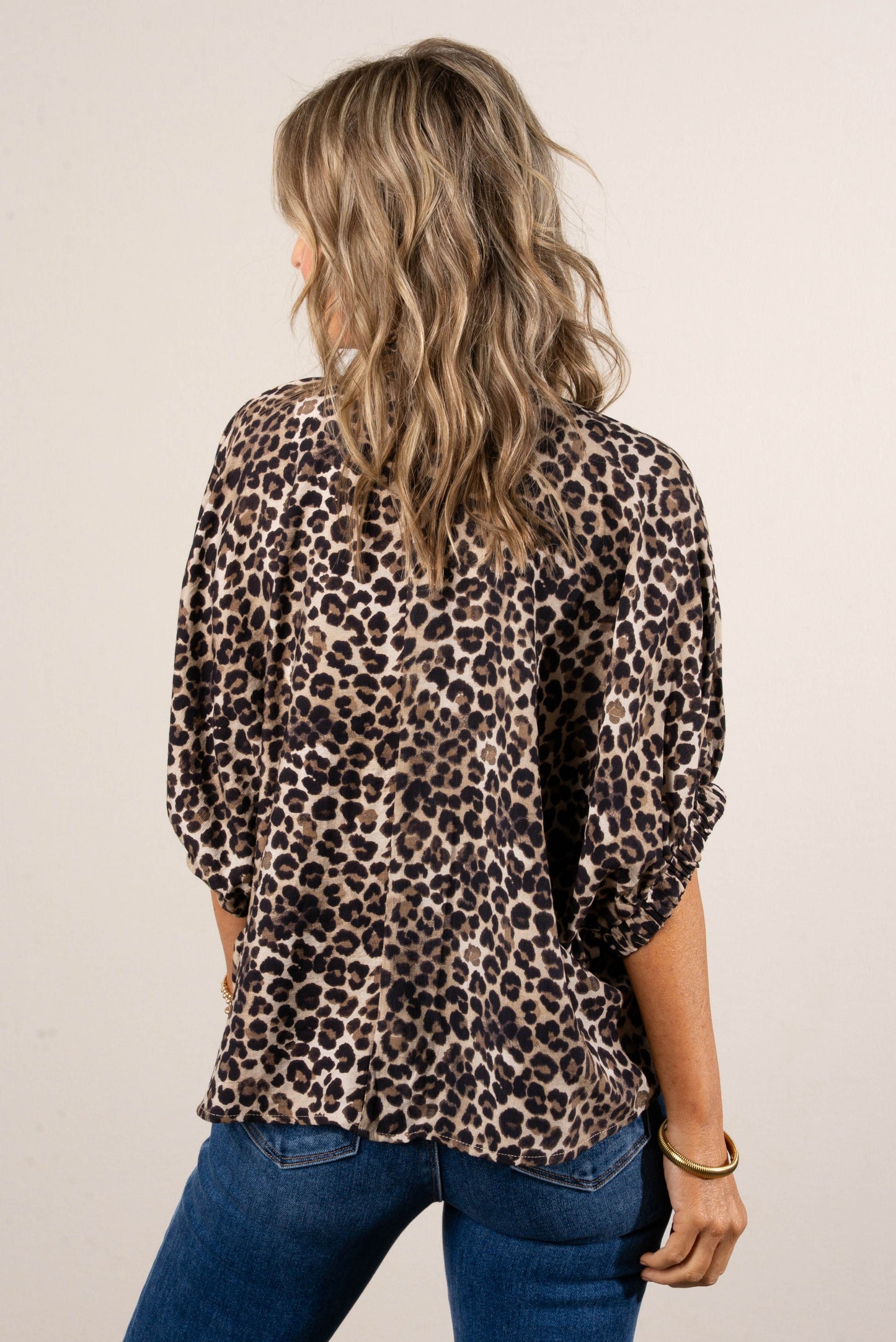 Huntress Leopard Contrast Neck Blouse