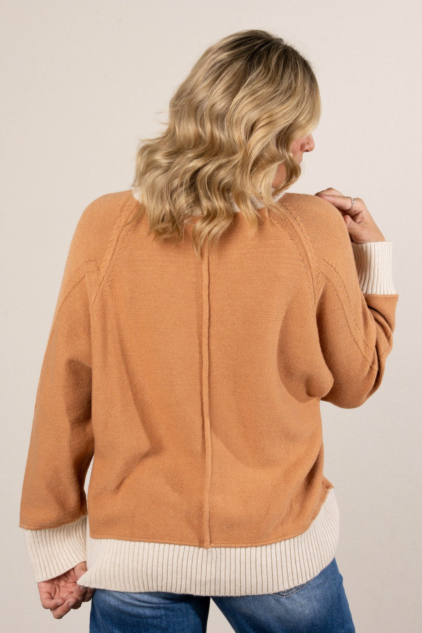 Giselle Contrast Trim Front Seam Sweater