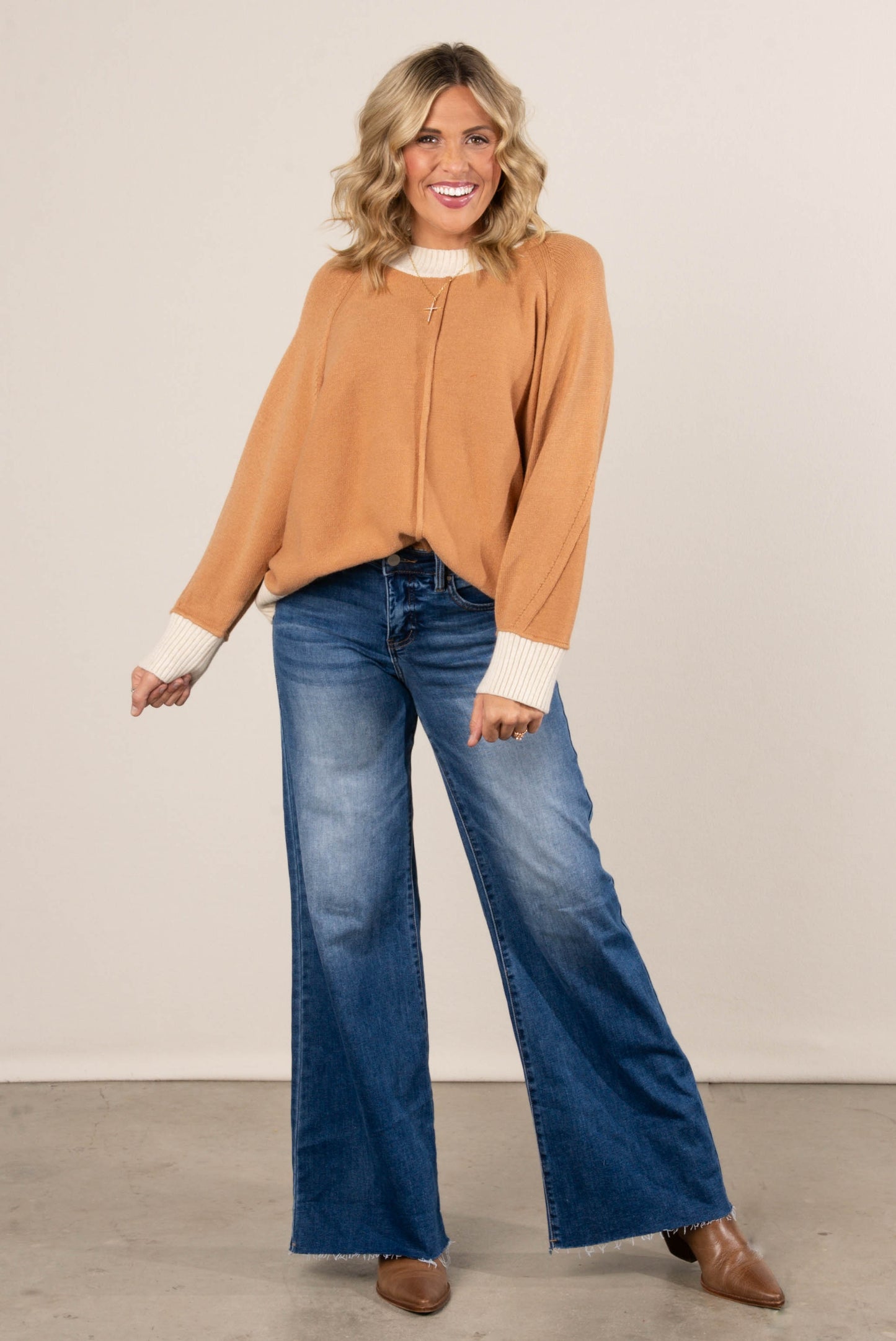 Giselle Contrast Trim Front Seam Sweater