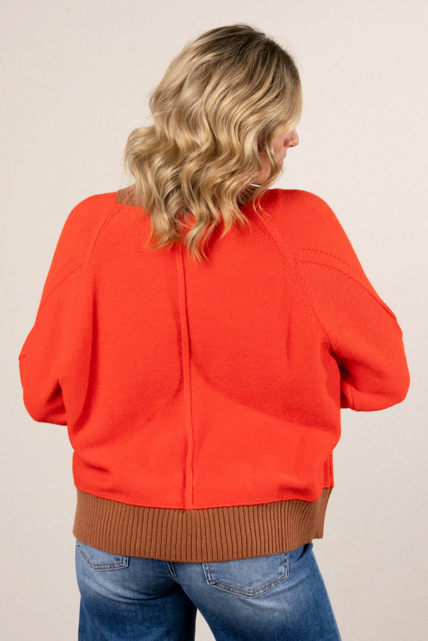 Giselle Contrast Trim Front Seam Sweater