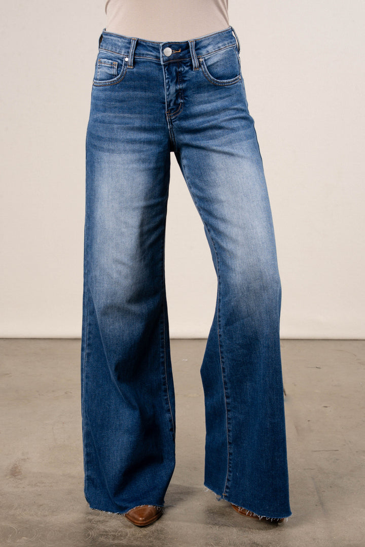 Risen Denim | Tatum High Rise Tummy Control Palazzo Jeans