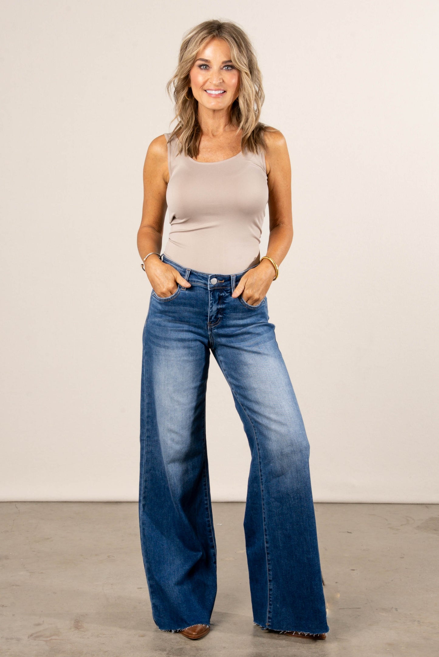 Risen Denim | Tatum High Rise Tummy Control Palazzo Jeans