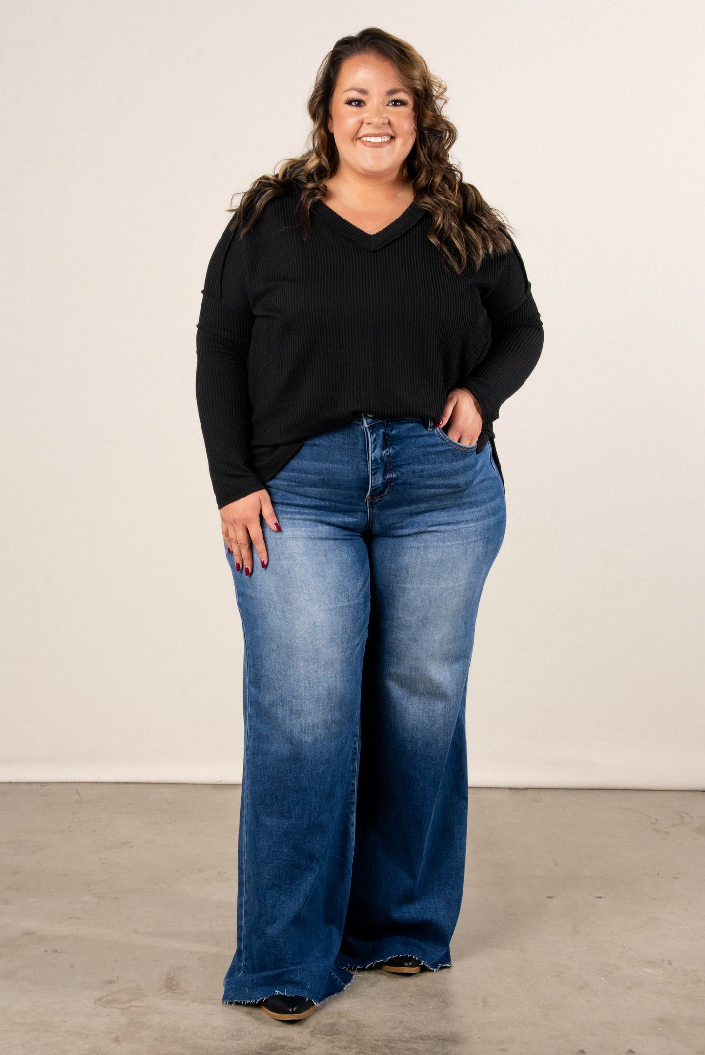 Risen Denim | Tatum High Rise Tummy Control Palazzo Jeans