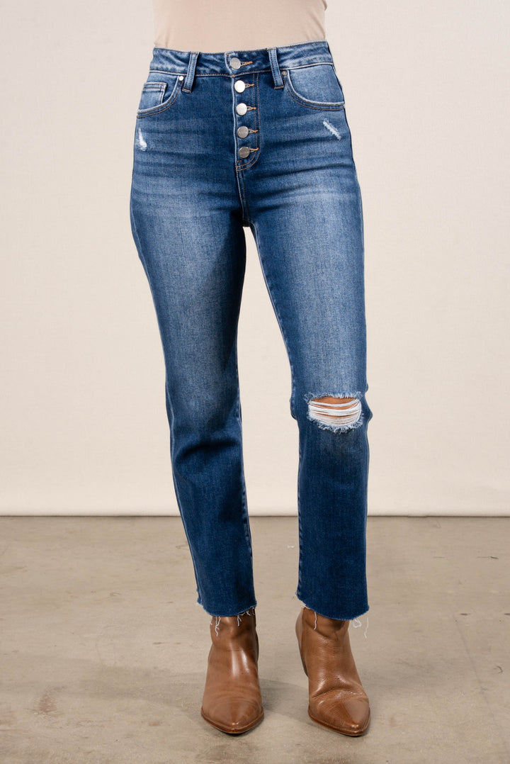 Risen Denim | Scottie High Rise Crop Straight Leg Jeans