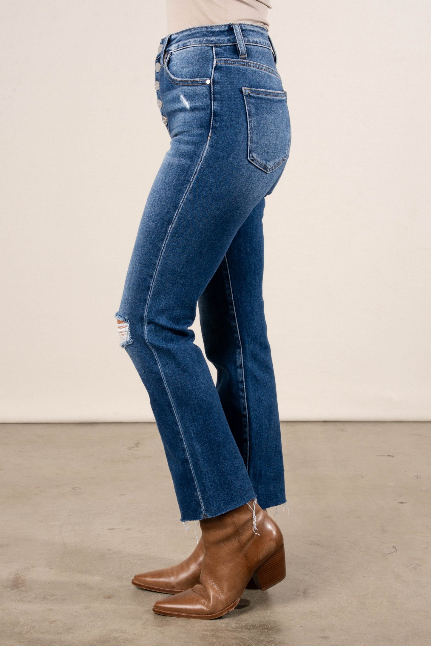 Risen Denim | Scottie High Rise Crop Straight Leg Jeans