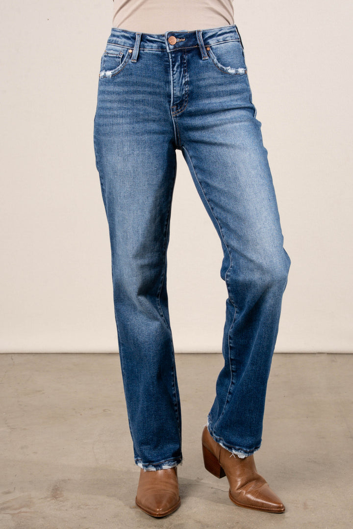 Risen Denim | Shiloh High Rise Tummy Control Straight Leg Ankle Jeans