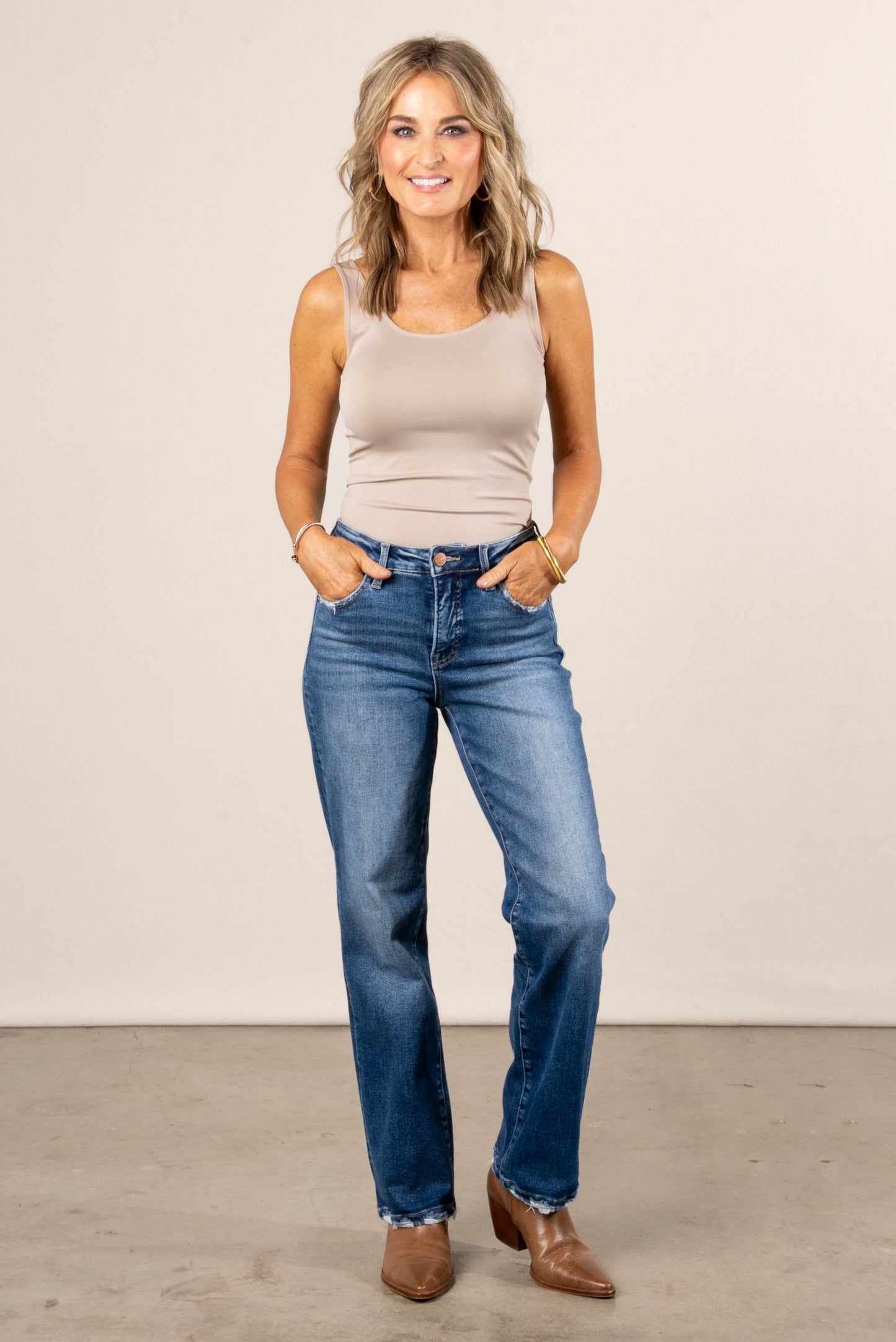 Risen Denim | Shiloh High Rise Tummy Control Straight Leg Ankle Jeans