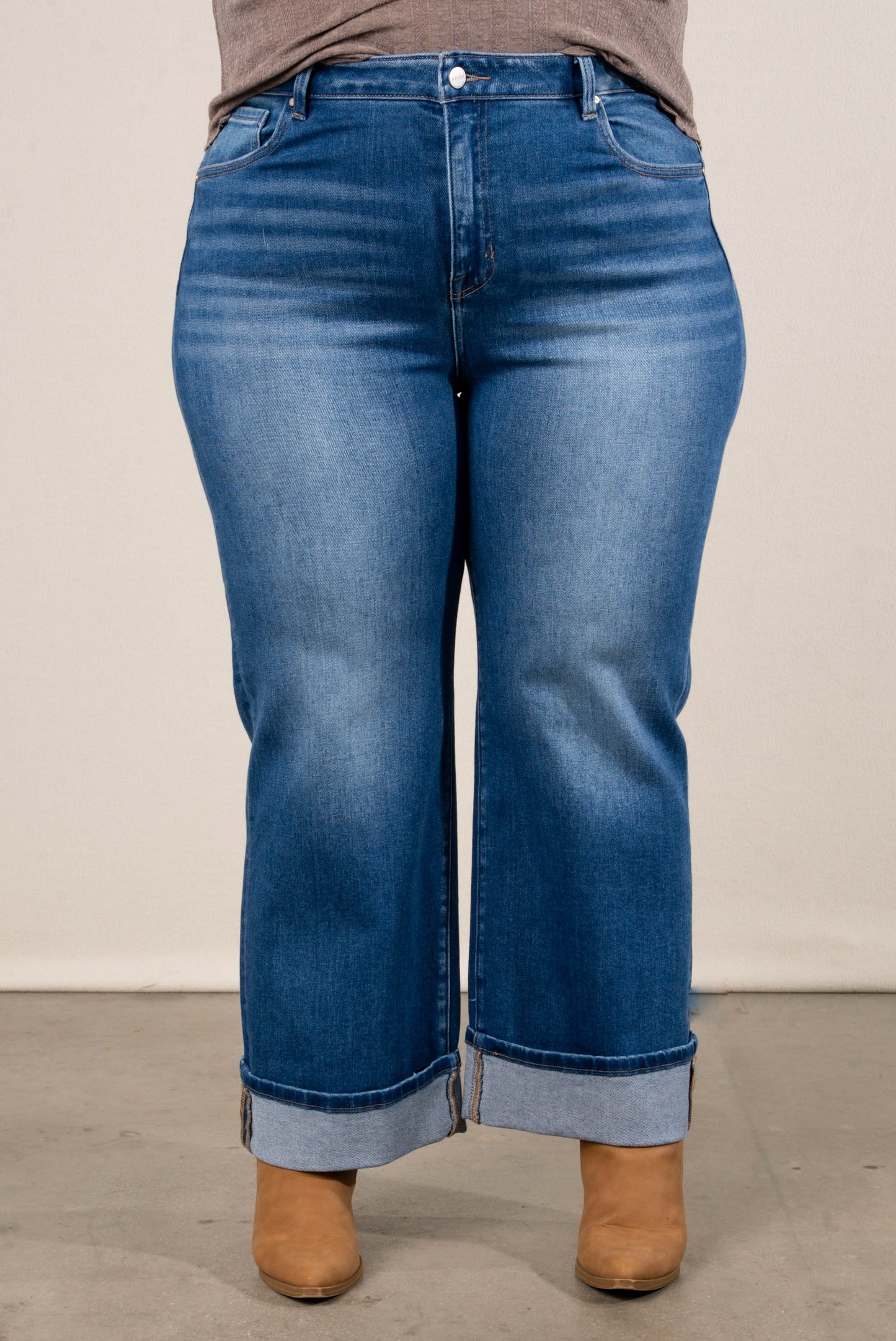 Risen Denim | Dakota Mid Rise Crop Cuffed Straight Leg Jeans