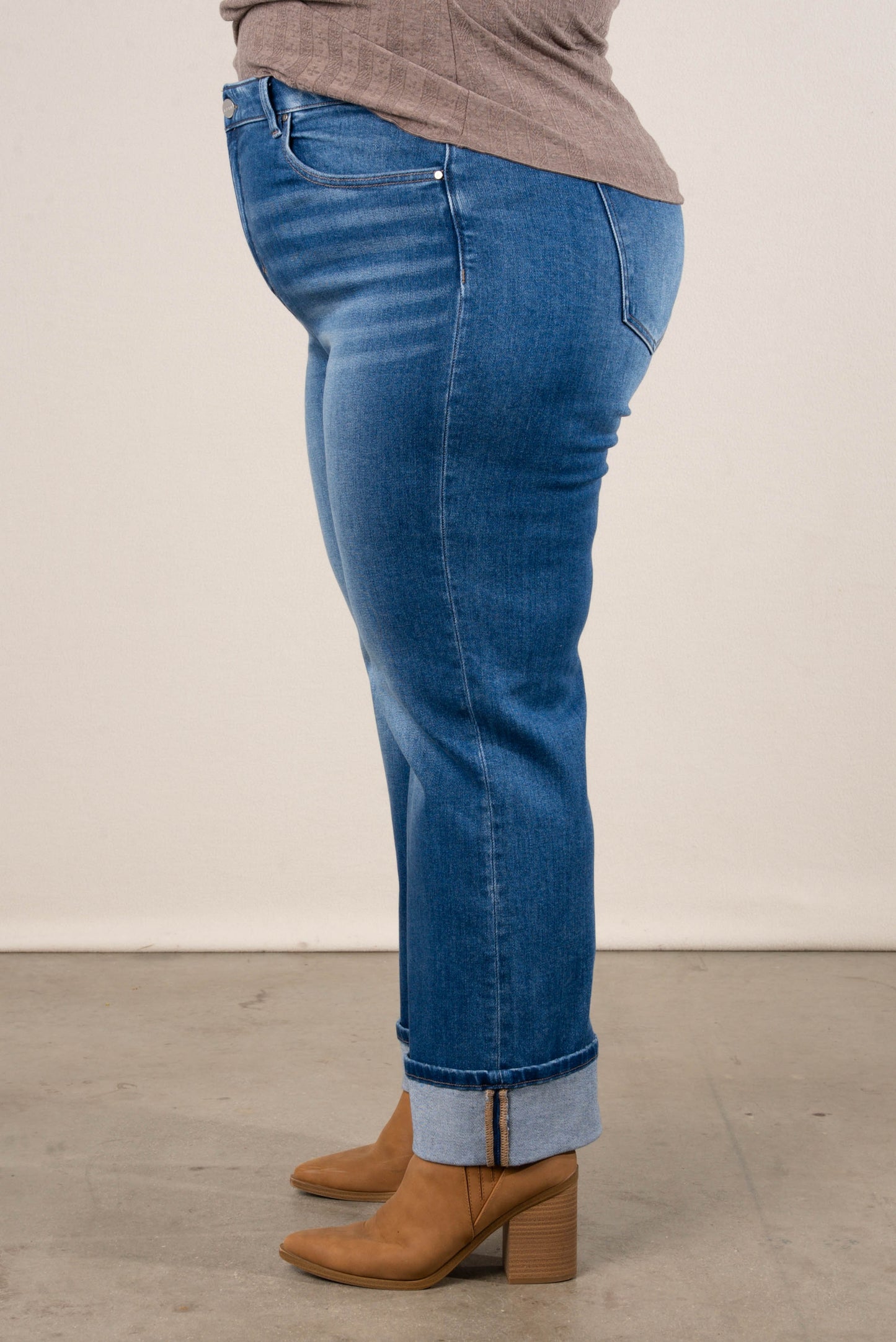 Risen Denim | Dakota Mid Rise Crop Cuffed Straight Leg Jeans