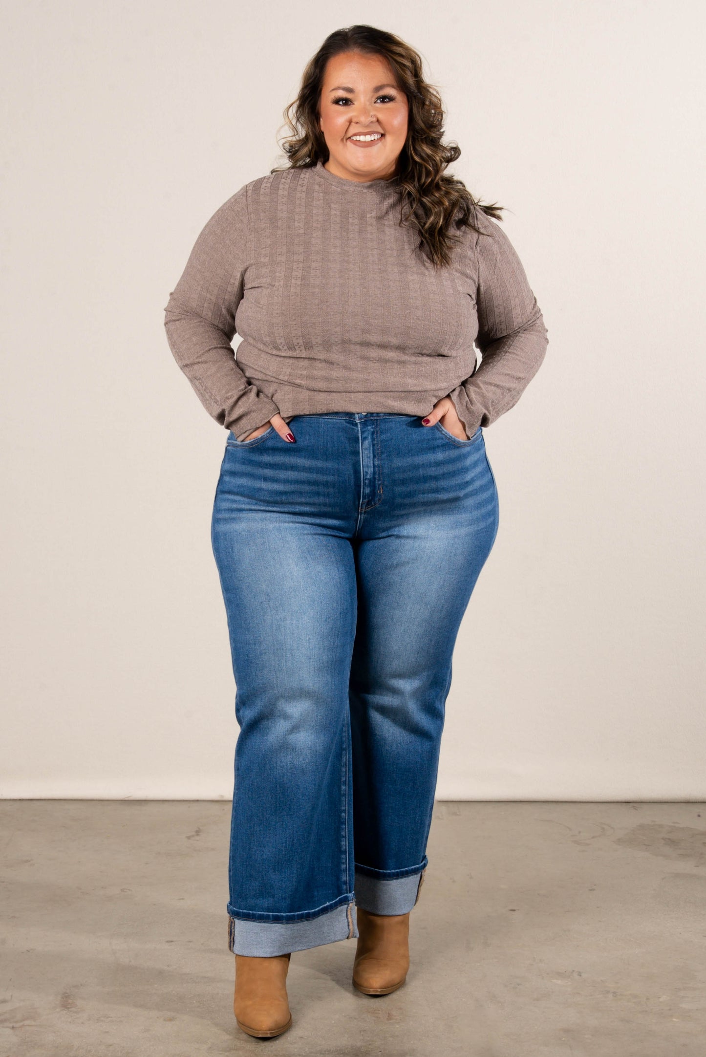 Risen Denim | Dakota Mid Rise Crop Cuffed Straight Leg Jeans