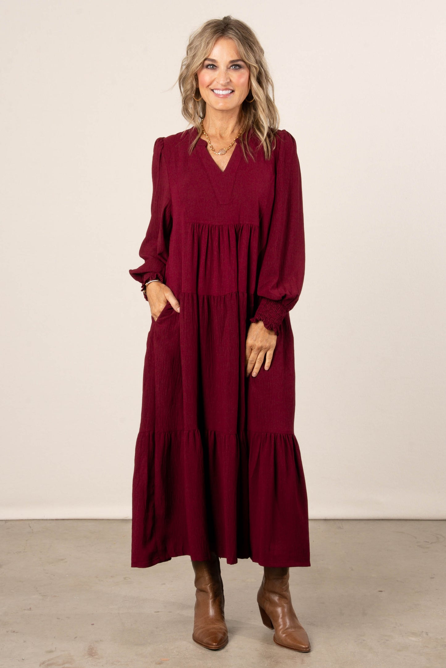 Embraceable You Tiered Midi Dress
