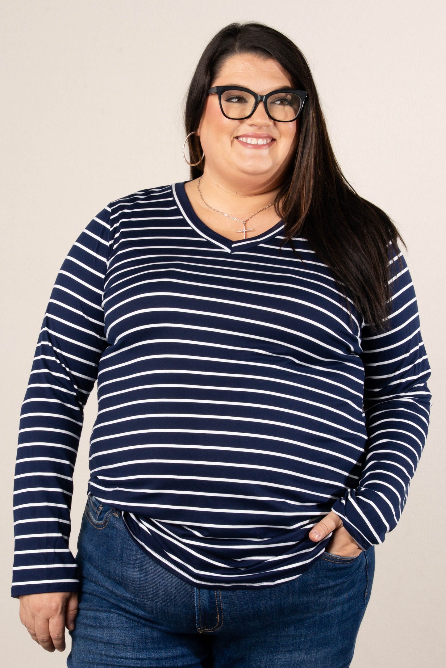 Fine Lines Striped Round Hem Top