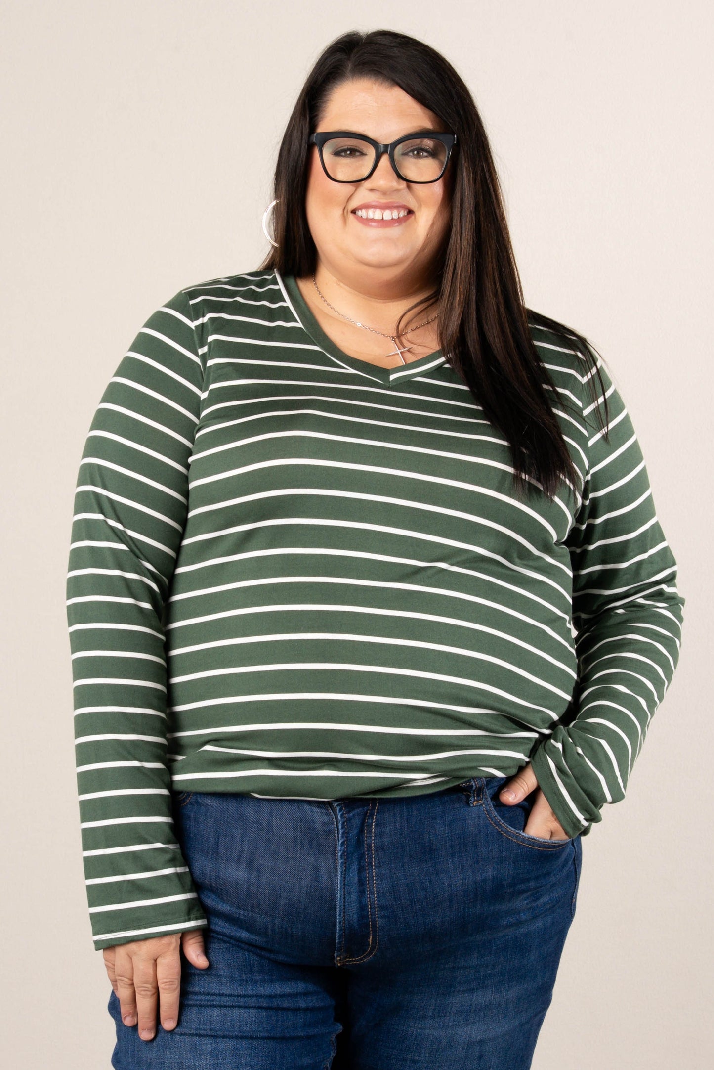 Fine Lines Striped Round Hem Top
