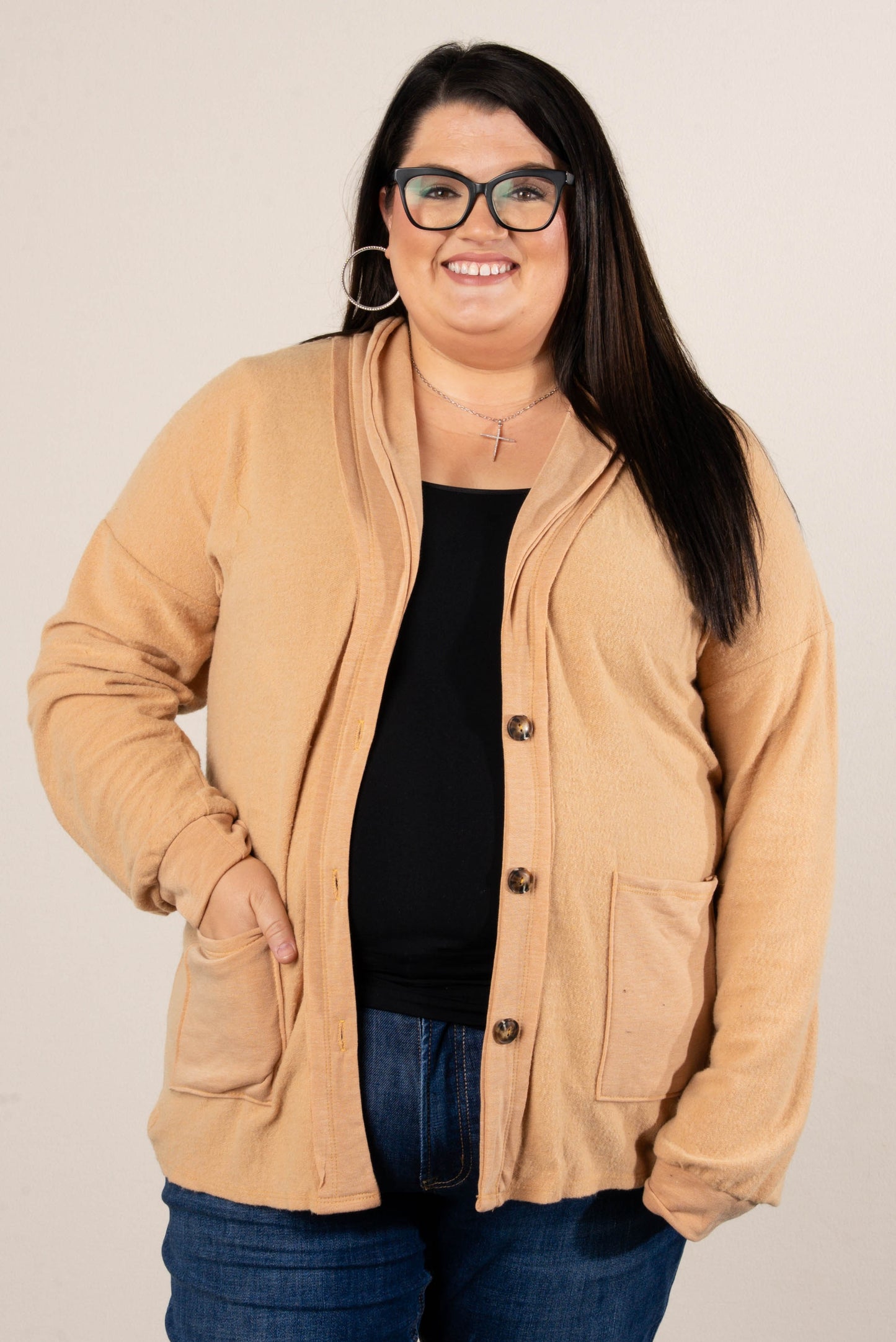 Autumn Air Mixed Knit Shawl Collar Cardigan
