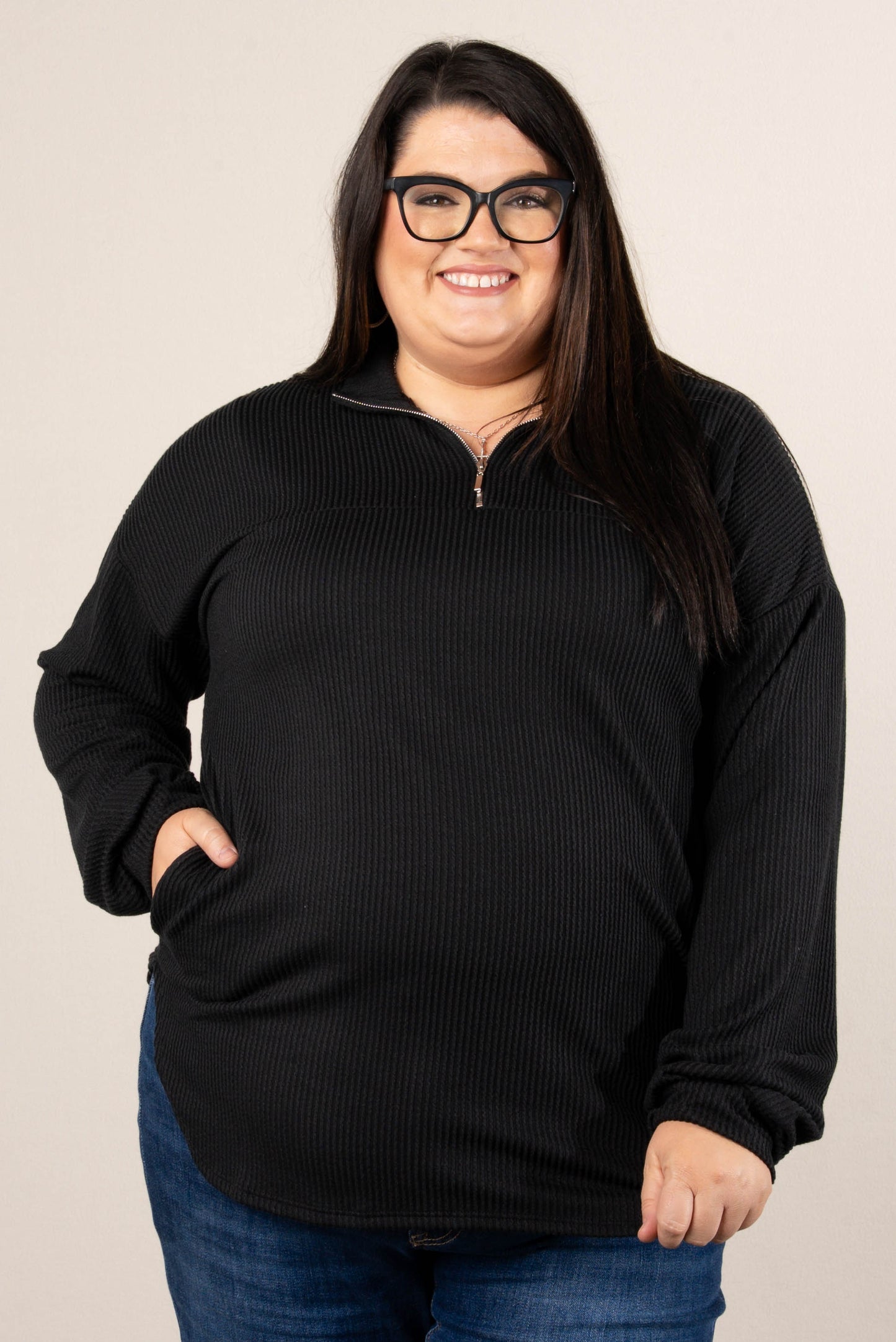 Sawyer Raised Rib Quarter Zip Tunic