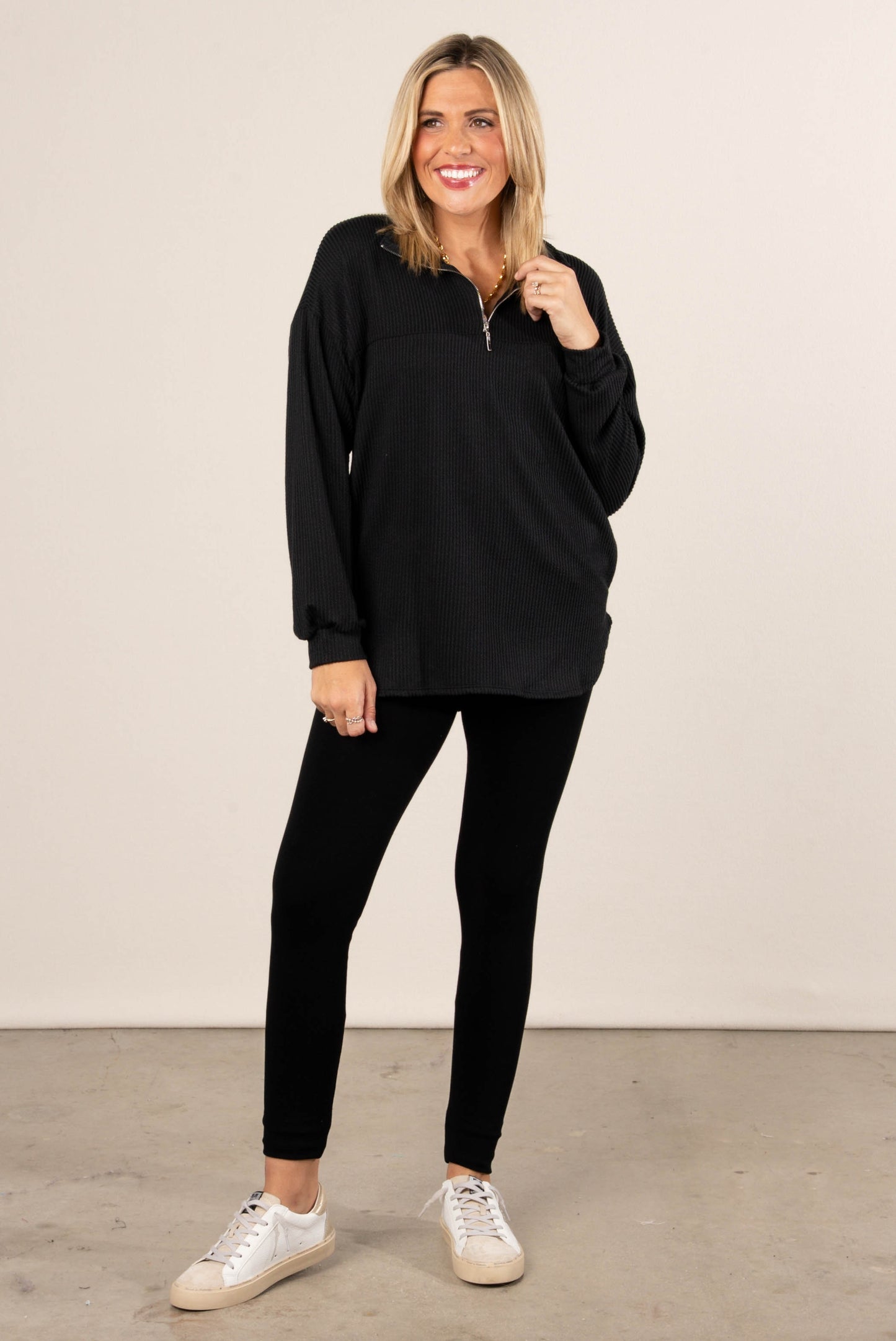 Sawyer Raised Rib Quarter Zip Tunic