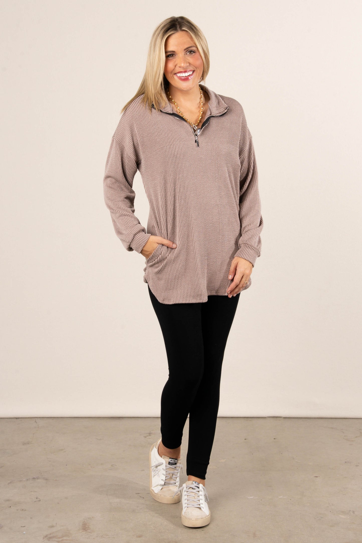 Sawyer Raised Rib Quarter Zip Tunic