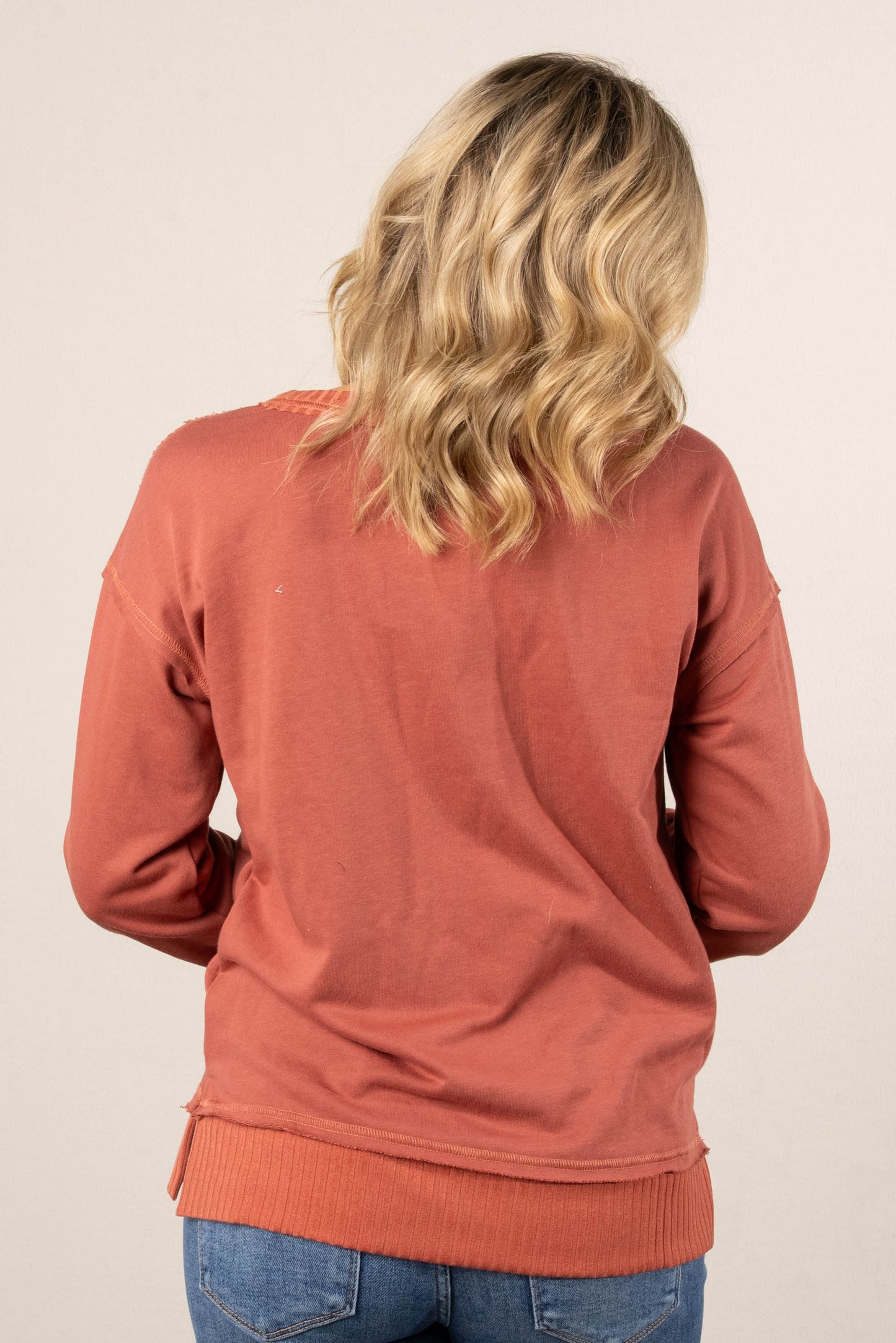 Amber Mixed Knit Reverse Stitch Top