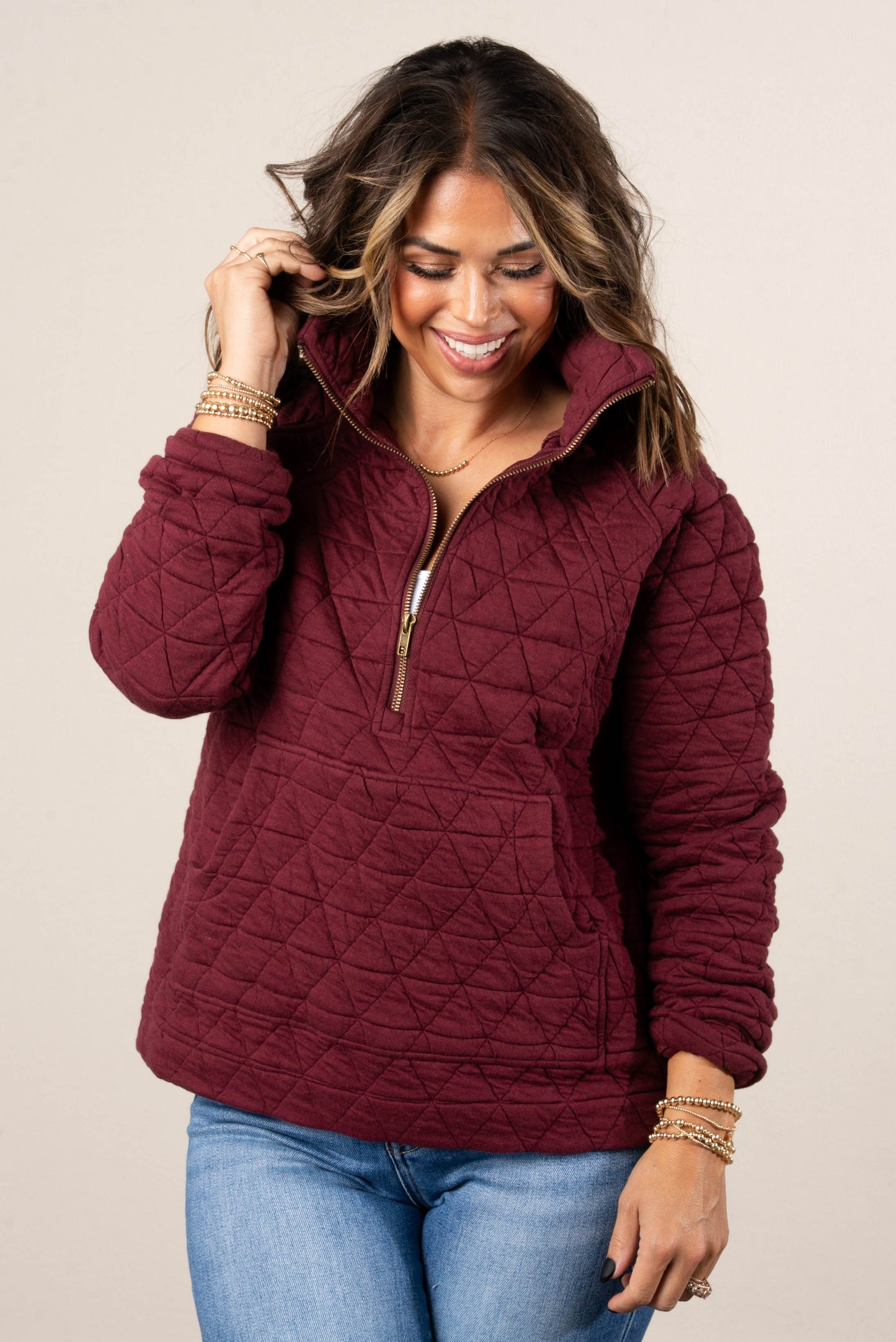 Season Of Colors Quilted Half Zip Pullover