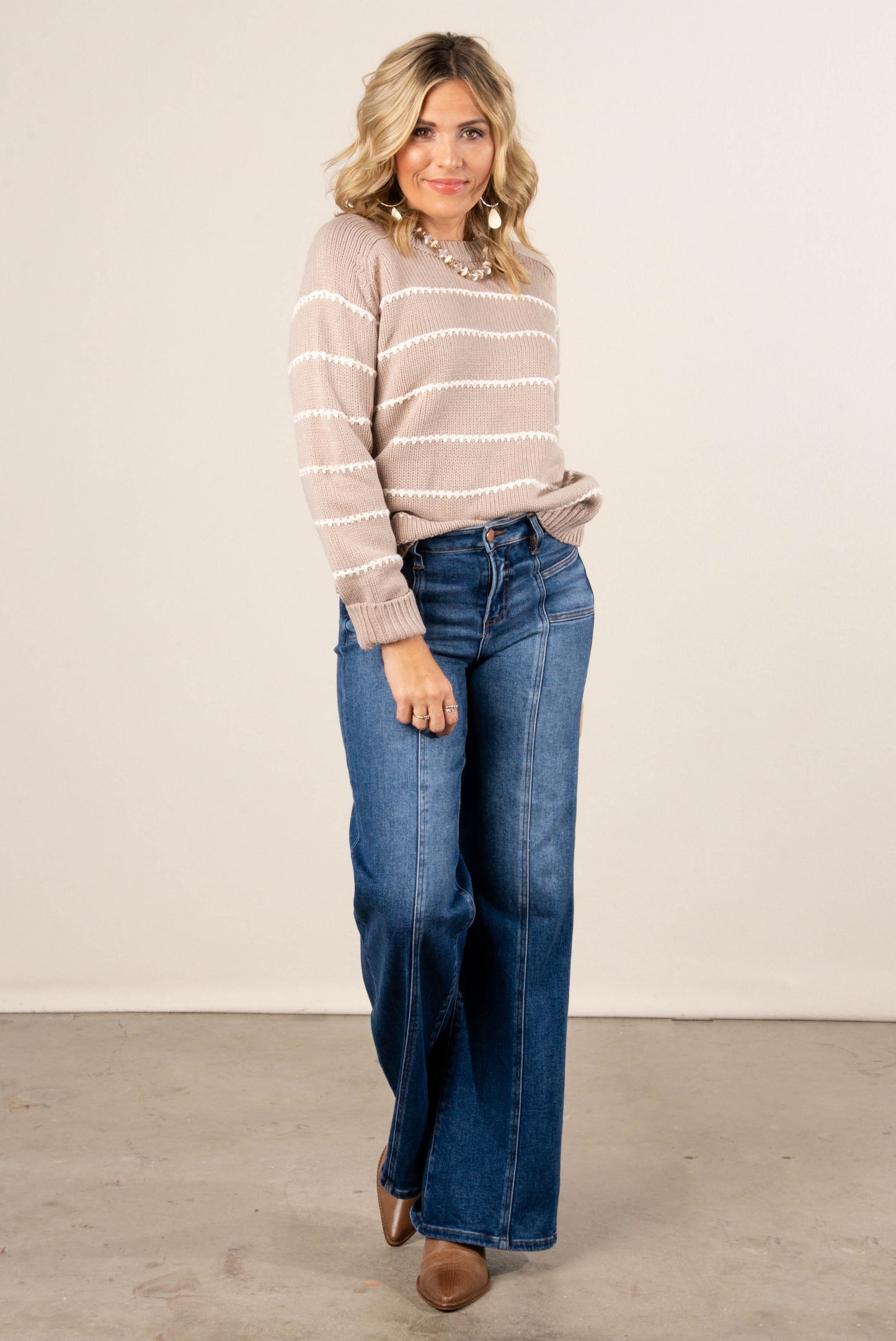 Aniston Stitch Striped Sweater