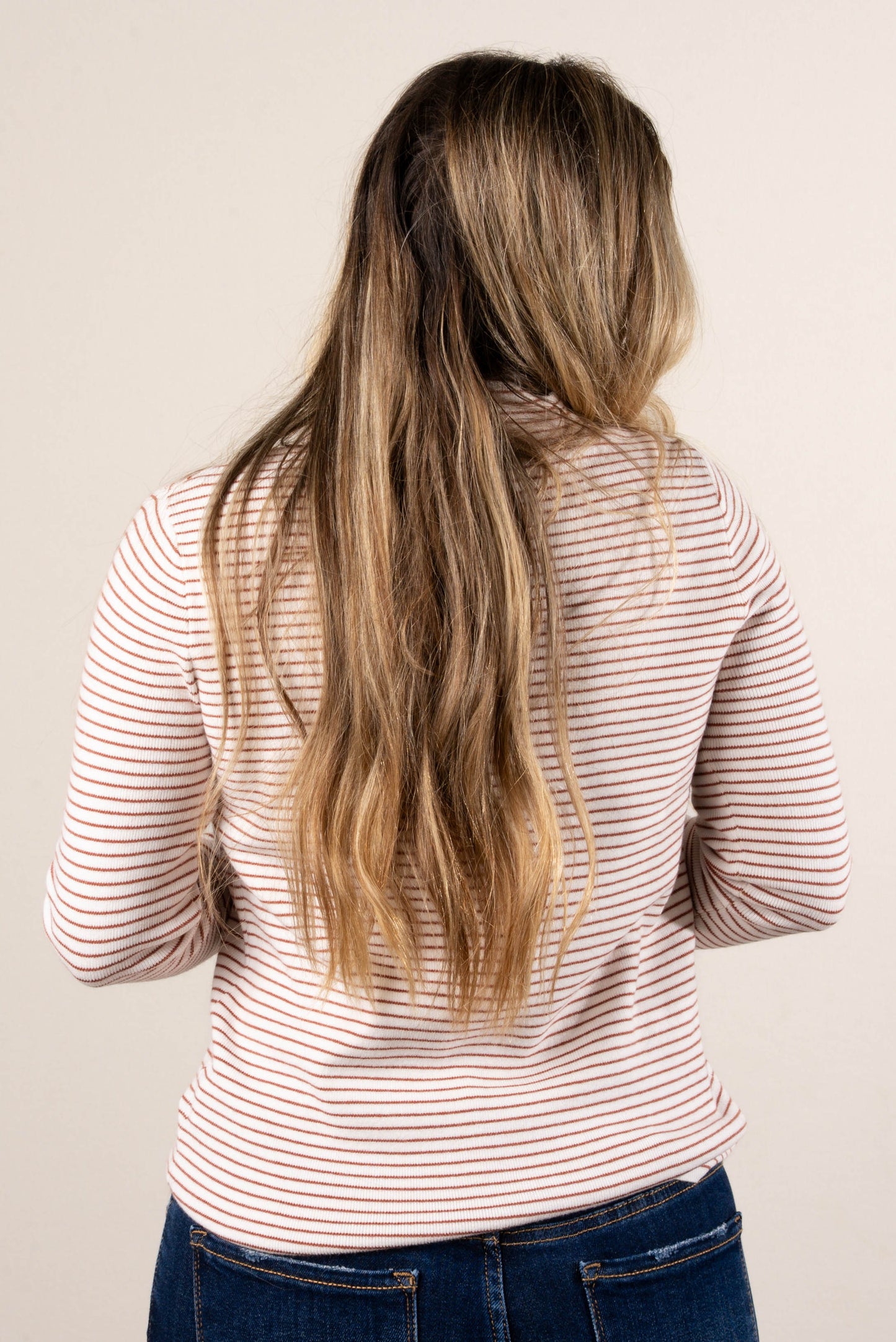 Georgie Pinstriped Mock Neck Sweater