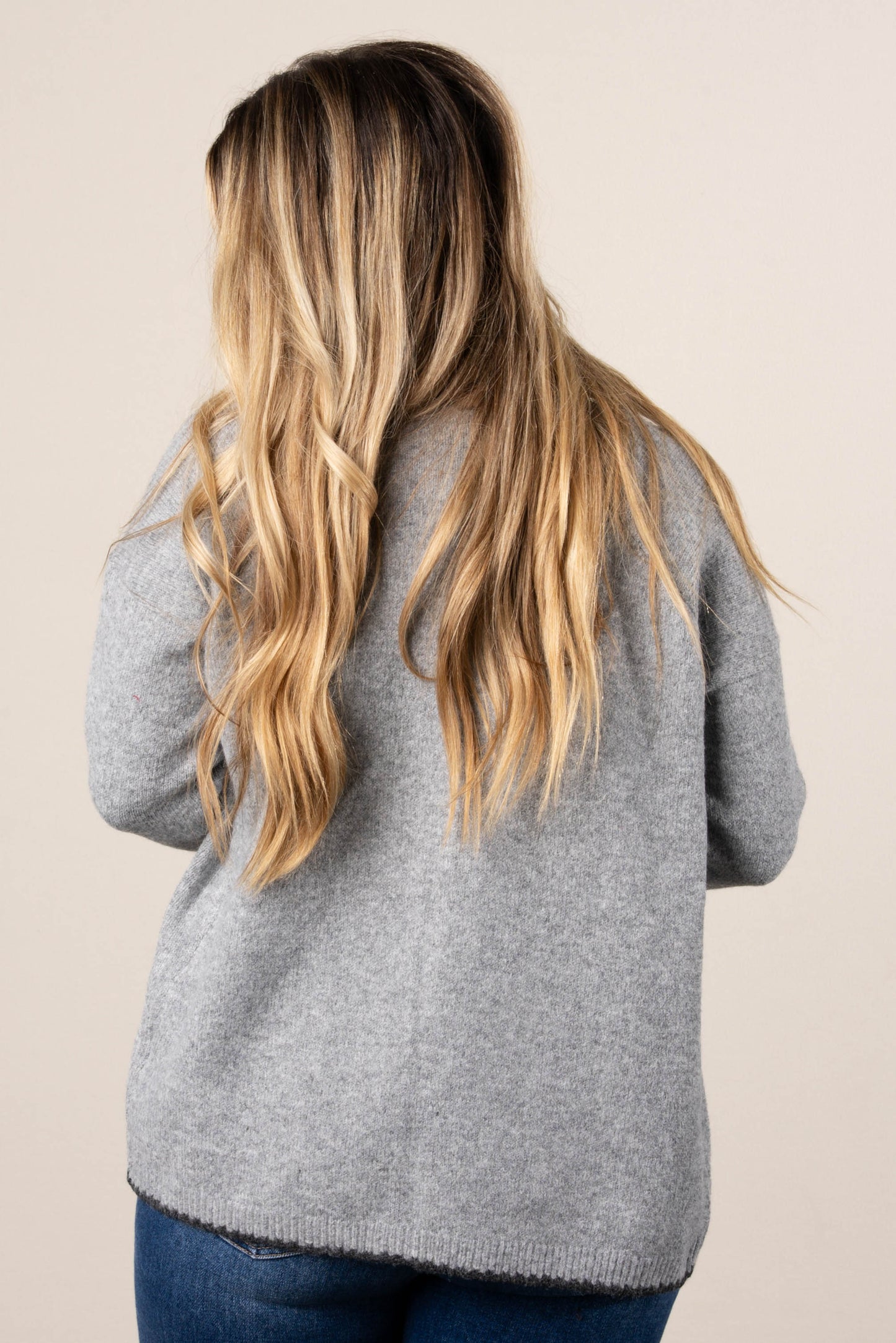 Paloma Contrast Stitch Open Front Cardigan
