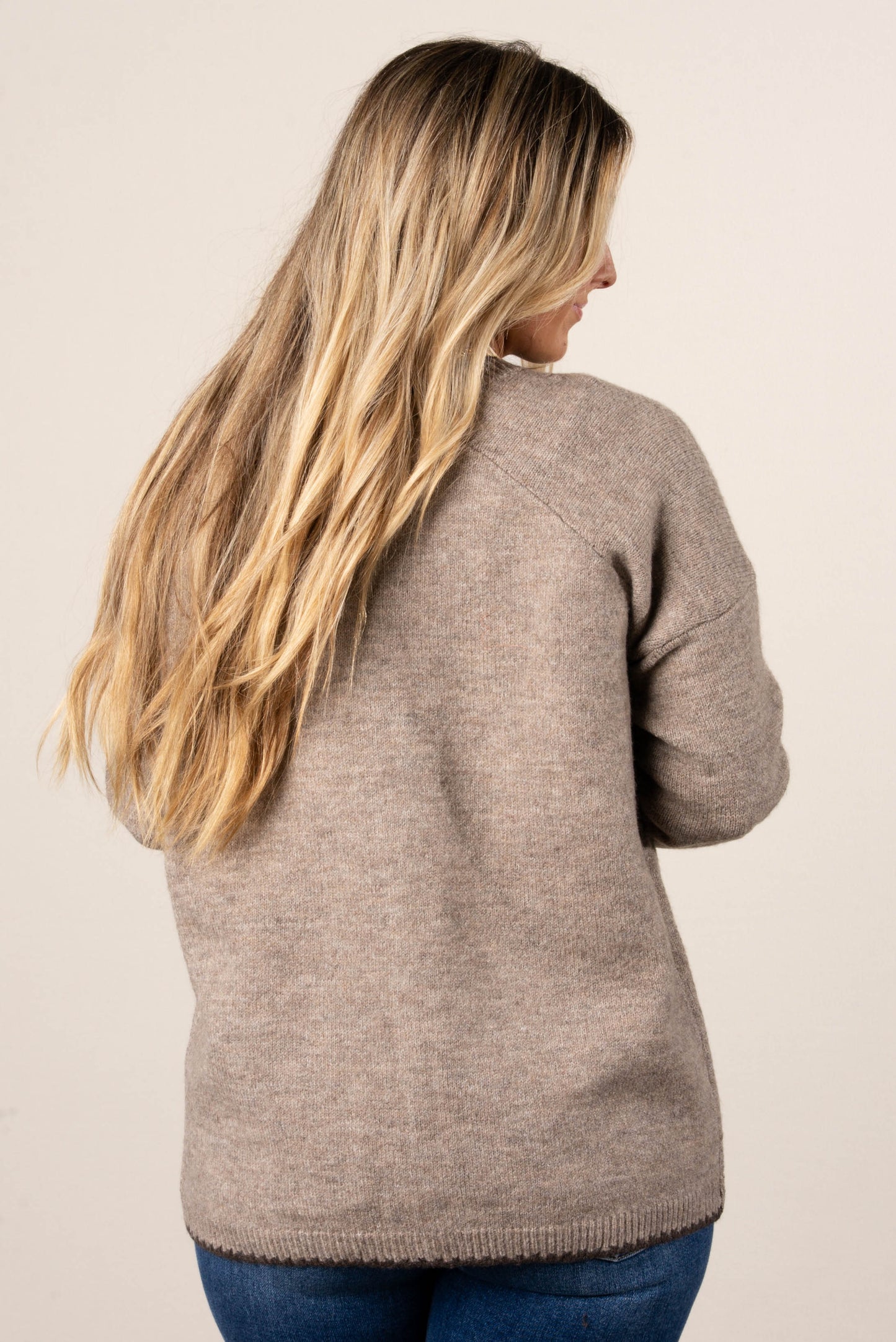 Paloma Contrast Stitch Open Front Cardigan
