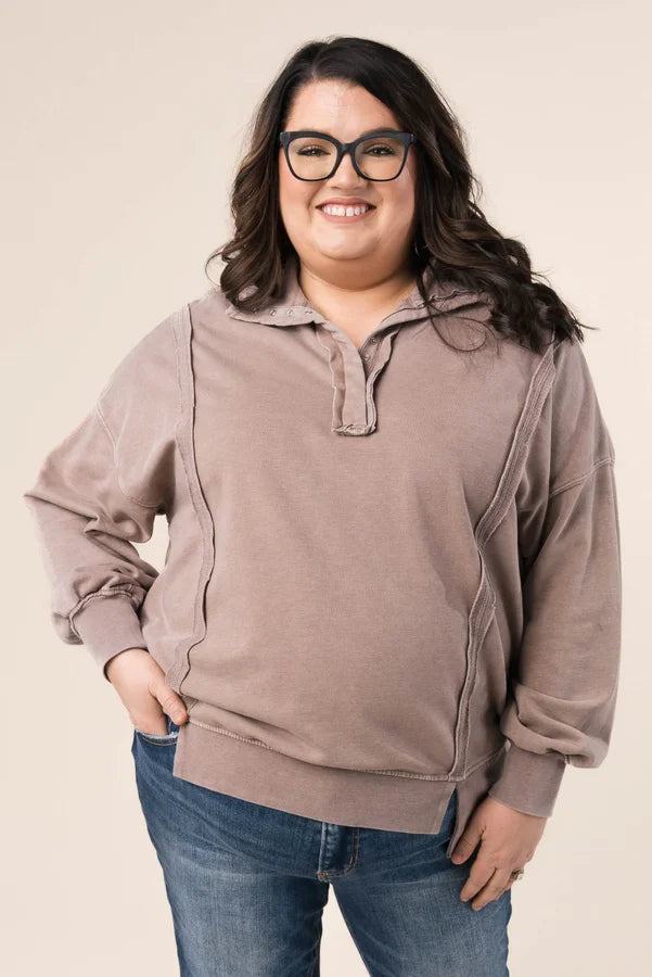 Mineral Washed Half Snap Pullover