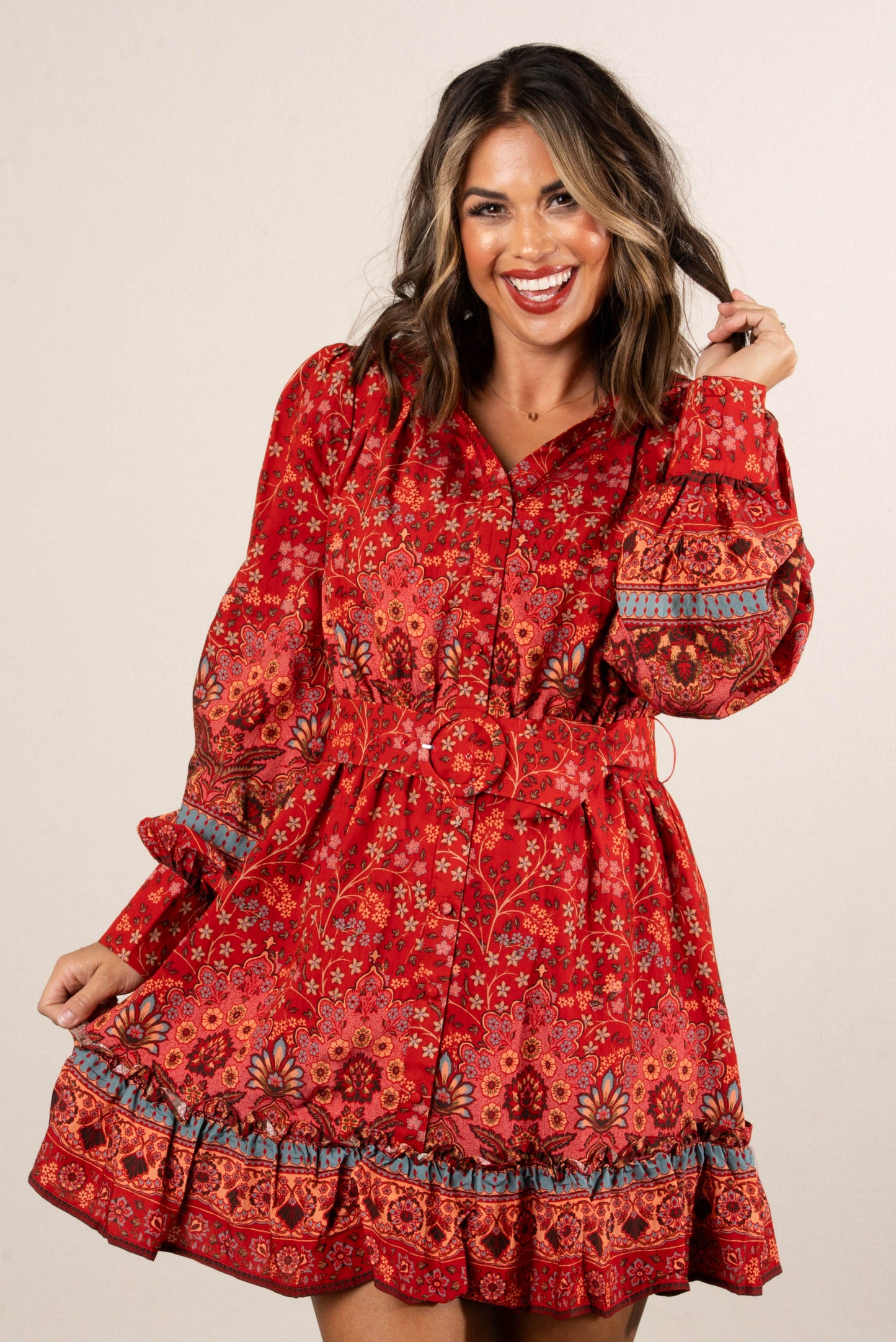 Garden Muse Floral Border Shirt Dress