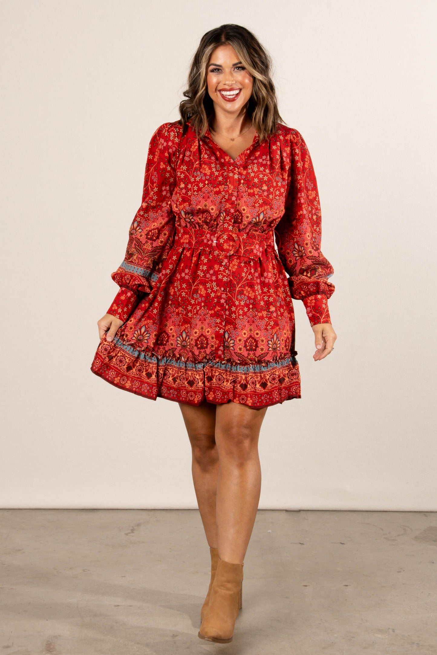 Garden Muse Floral Border Shirt Dress