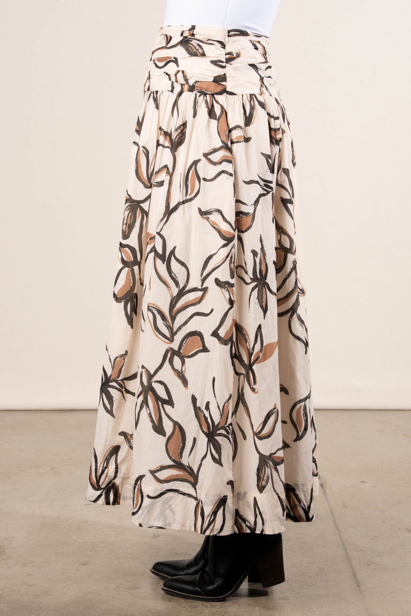 Trinity Floral Shirred Midi Skirt