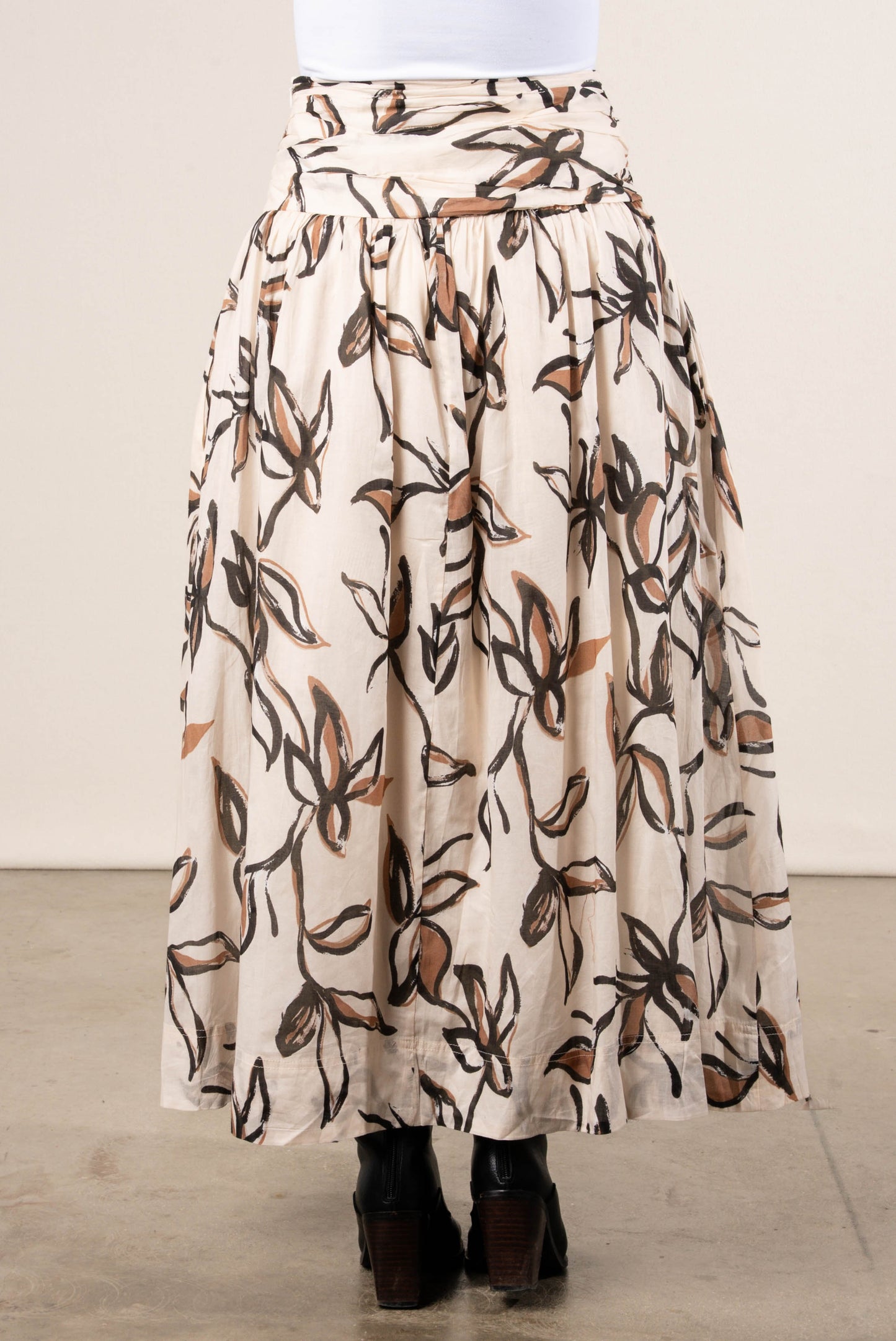 Trinity Floral Shirred Midi Skirt