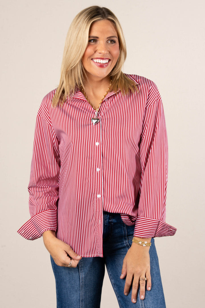 Fifth Avenue Pinstriped Button Cuff Shirt