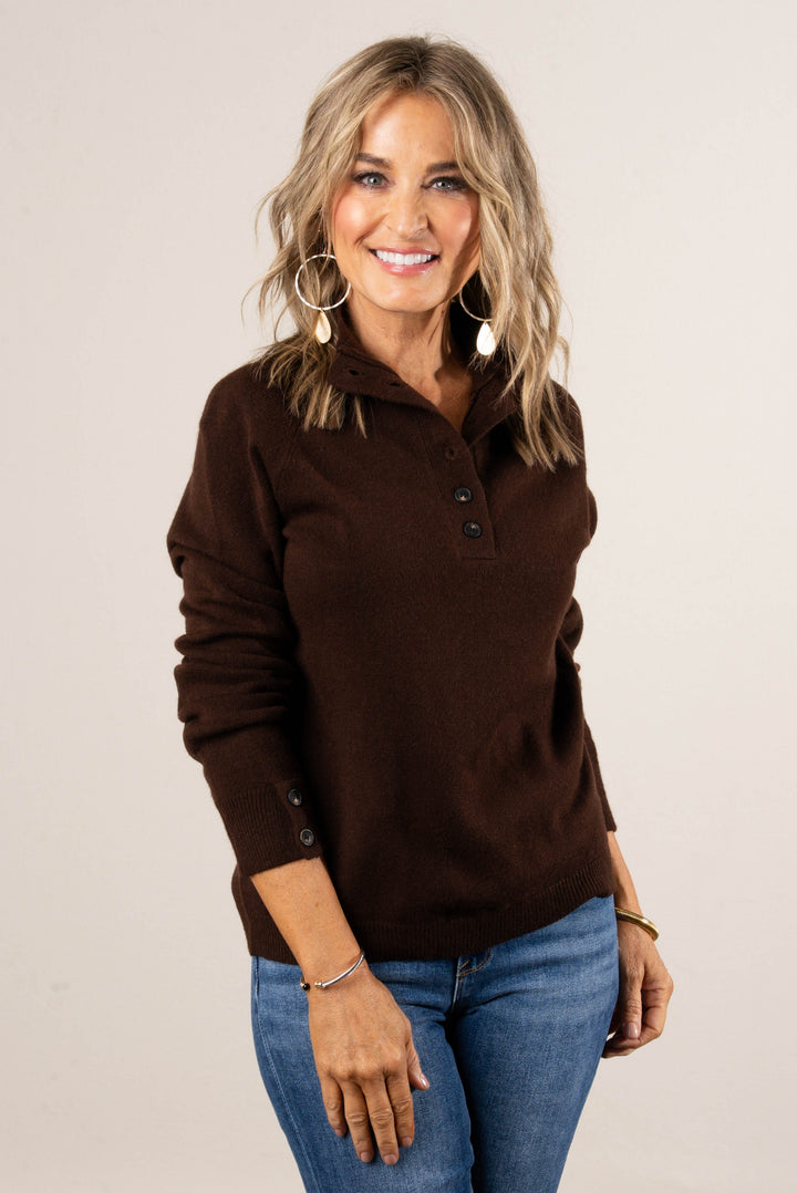 Bristol Half Button Mock Neck Sweater
