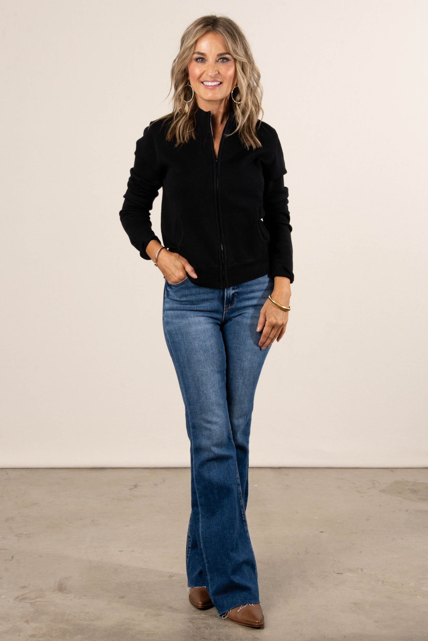 Pippa Full Zip Mock Neck Sweater