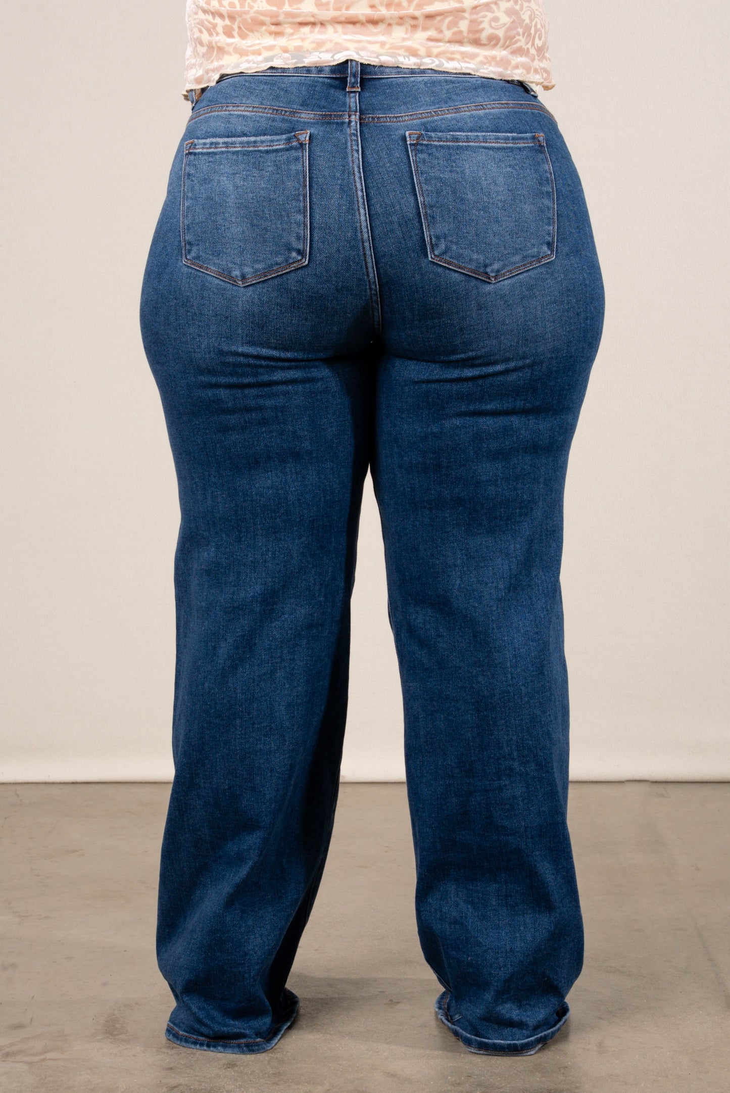 Risen Denim | Ramona Mid Rise Patch Pocket Wide Leg Jeans