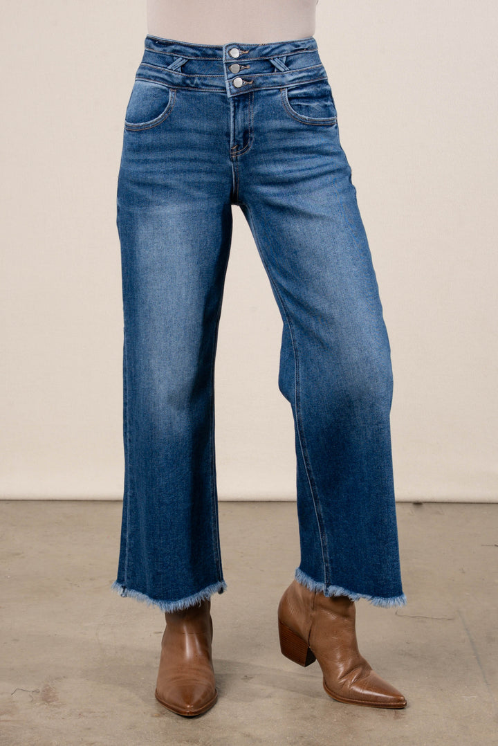 Risen Denim | Tabitha High Rise Crop Wide Leg Jeans