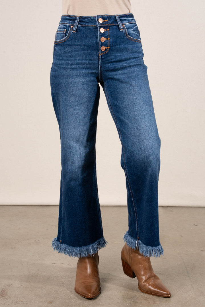 Risen Denim | Erika Mid Rise Crop Wide Leg Jeans