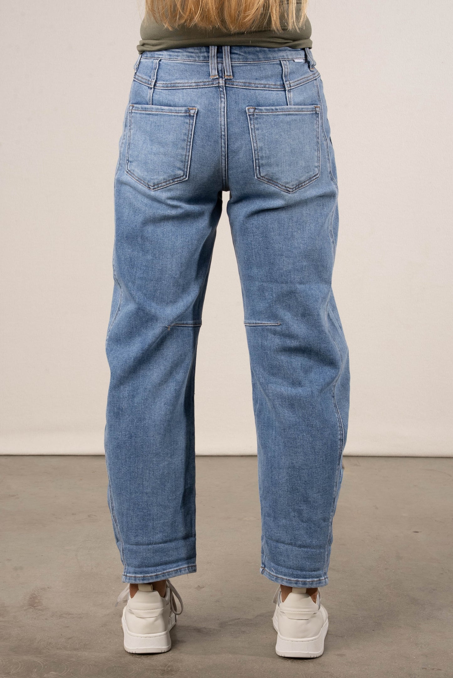 Risen Denim | Juno Mid Rise Rolled Cuff Barrel Jeans