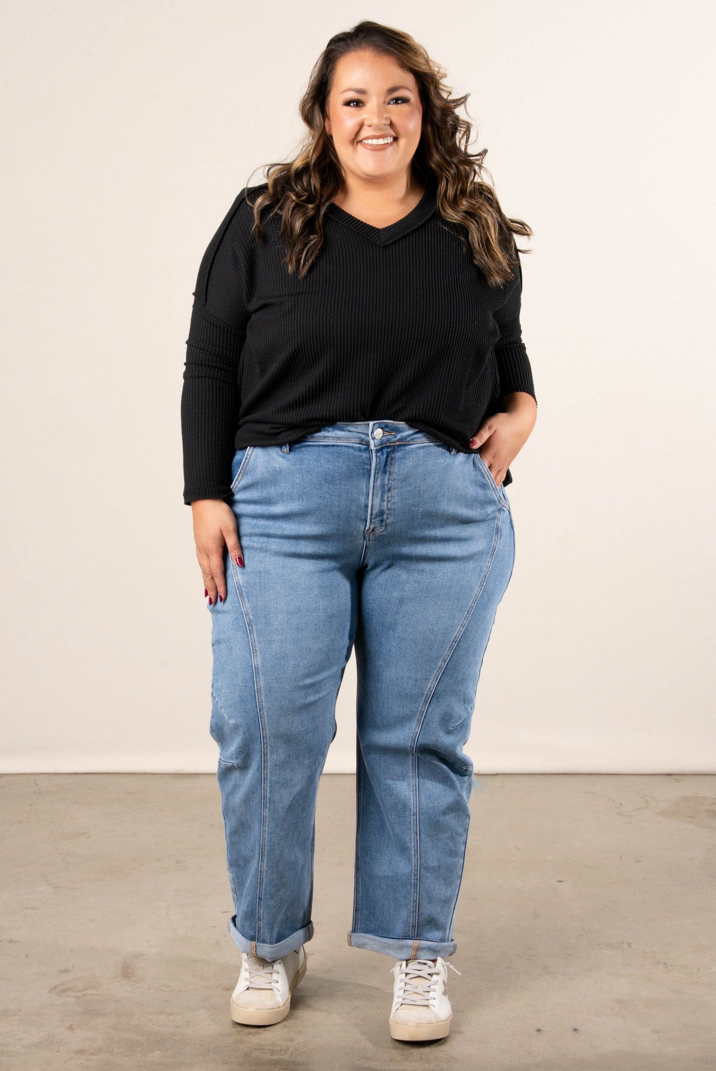 Risen Hollis Mid Rise Crop Barrel Jeans