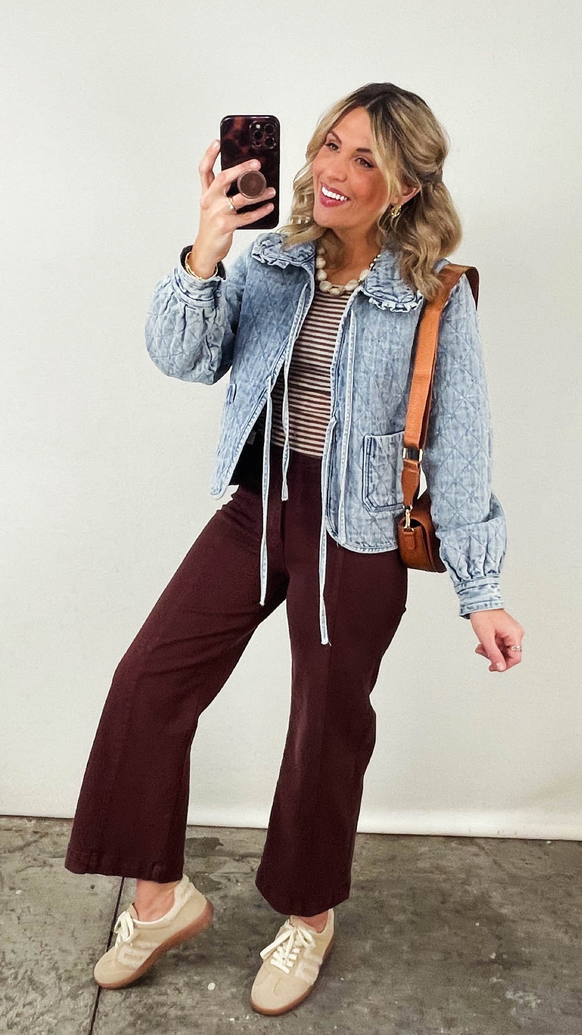 Quilted Bow Front Denim Jacket