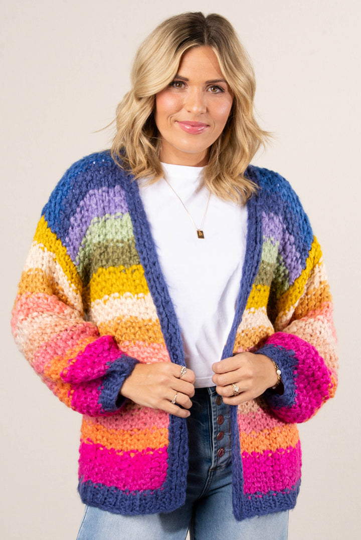 Handmade Rainbow Knit Cardigan