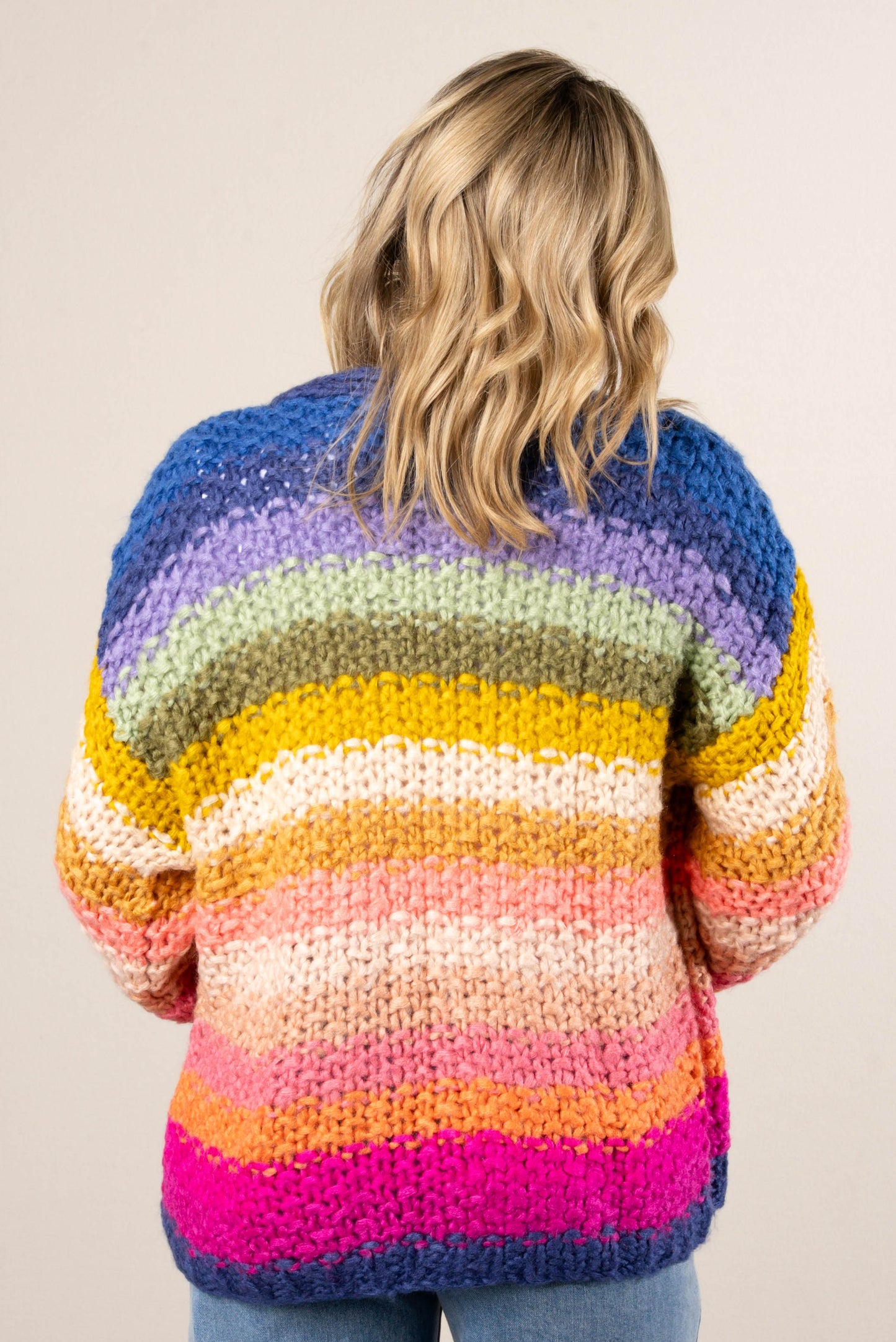 Handmade Rainbow Knit Cardigan