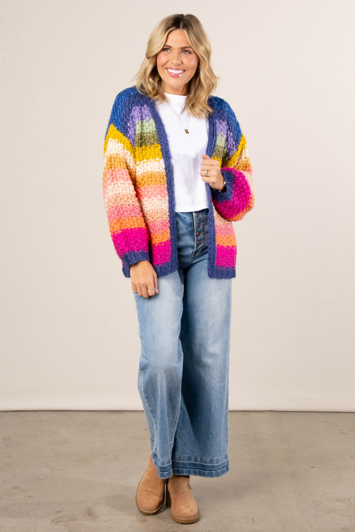 Handmade Rainbow Knit Cardigan
