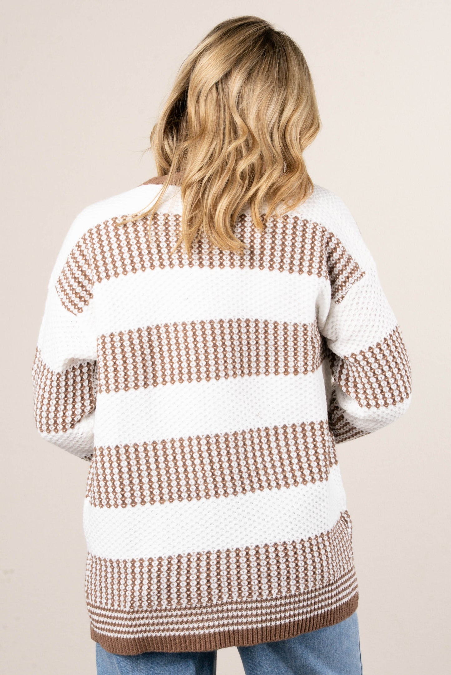 Color Block Open Front Cardigan